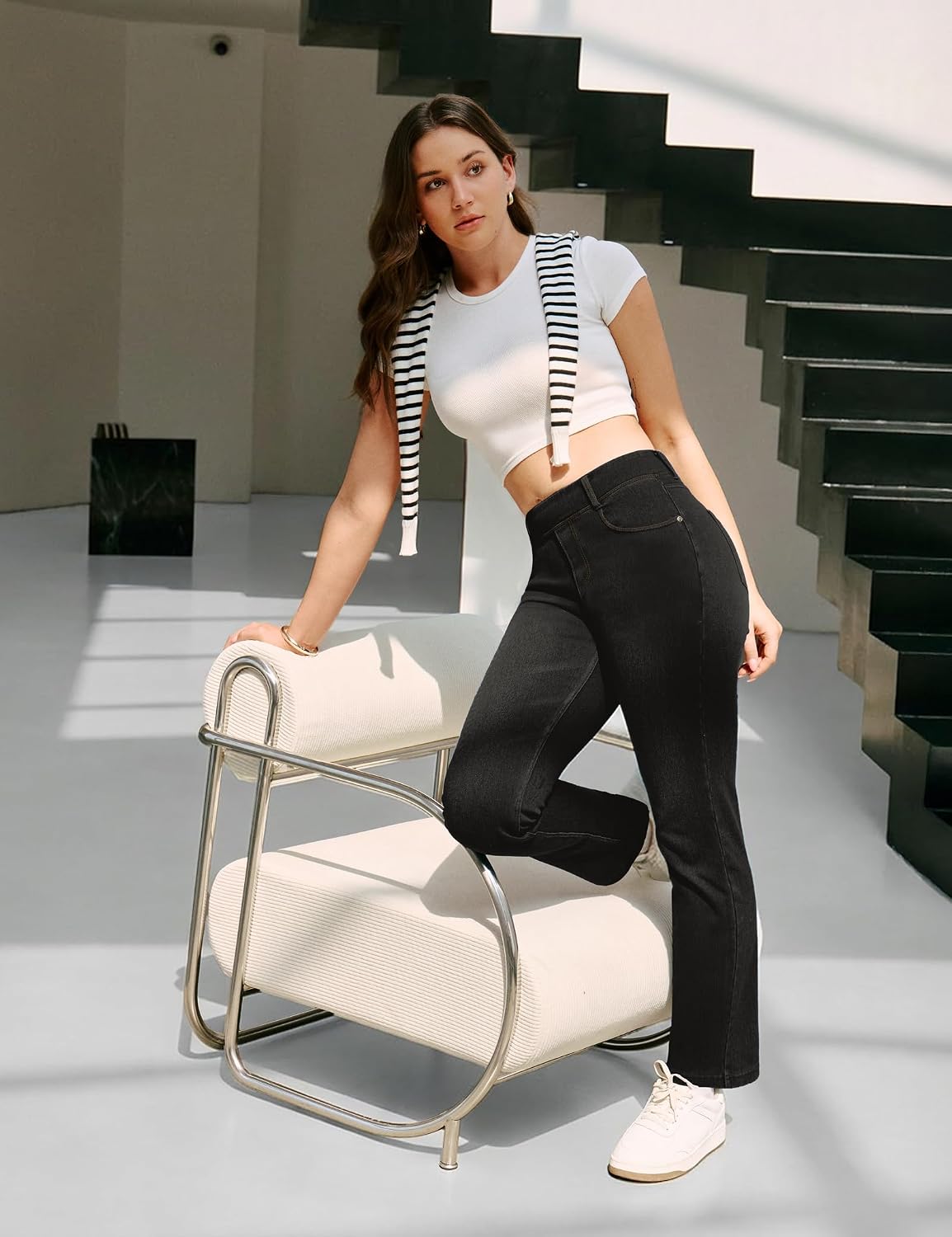 Detalle de Straight Leg Jeans for Women, Stretch Denim