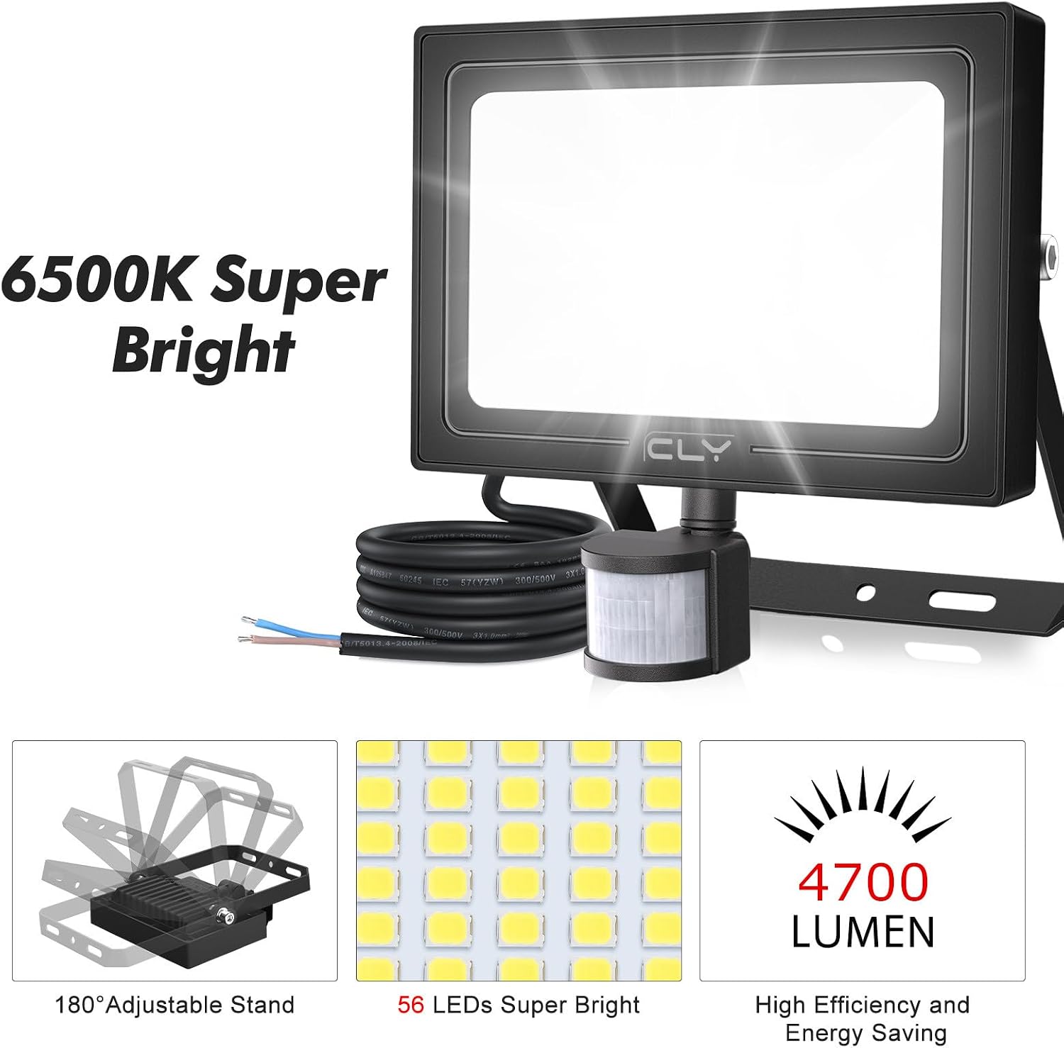 Thumbnail 6 de CLY Projecteur LED Détecteur de Mouvement 50W