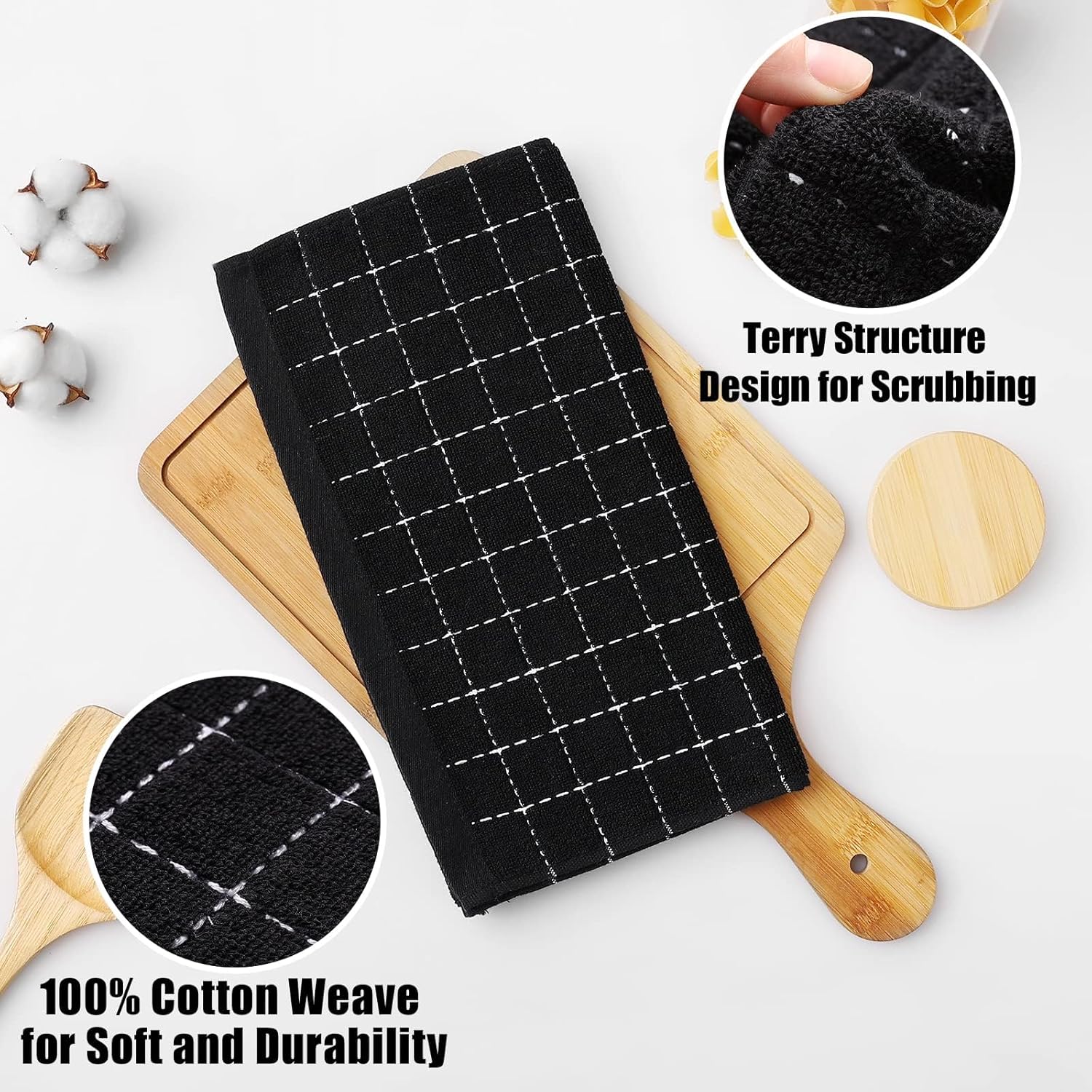 Thumbnail 1 de Homaxy 12 x 12 Cotton Terry Dish Cloths 8-pack 🧽