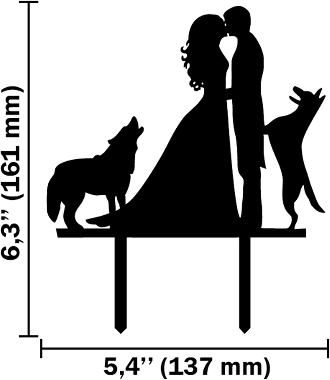 Thumbnail 1 de CARISPIBET Wedding Cake Topper – Groom & Bride with Two Dogs