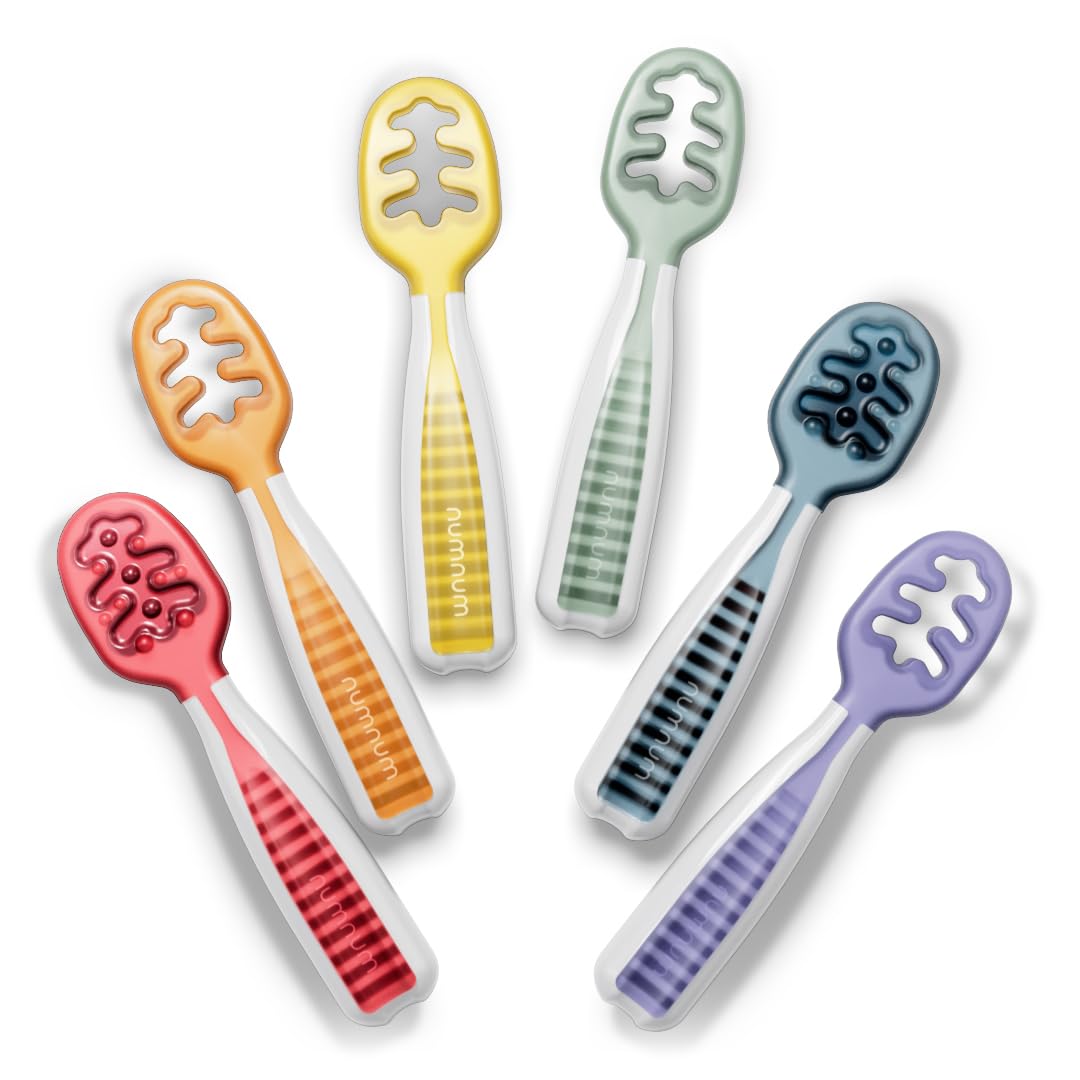 NumNum Baby Spoons Set: BLW Pre-Spoon GOOtensils, 6-Pack Rainbow