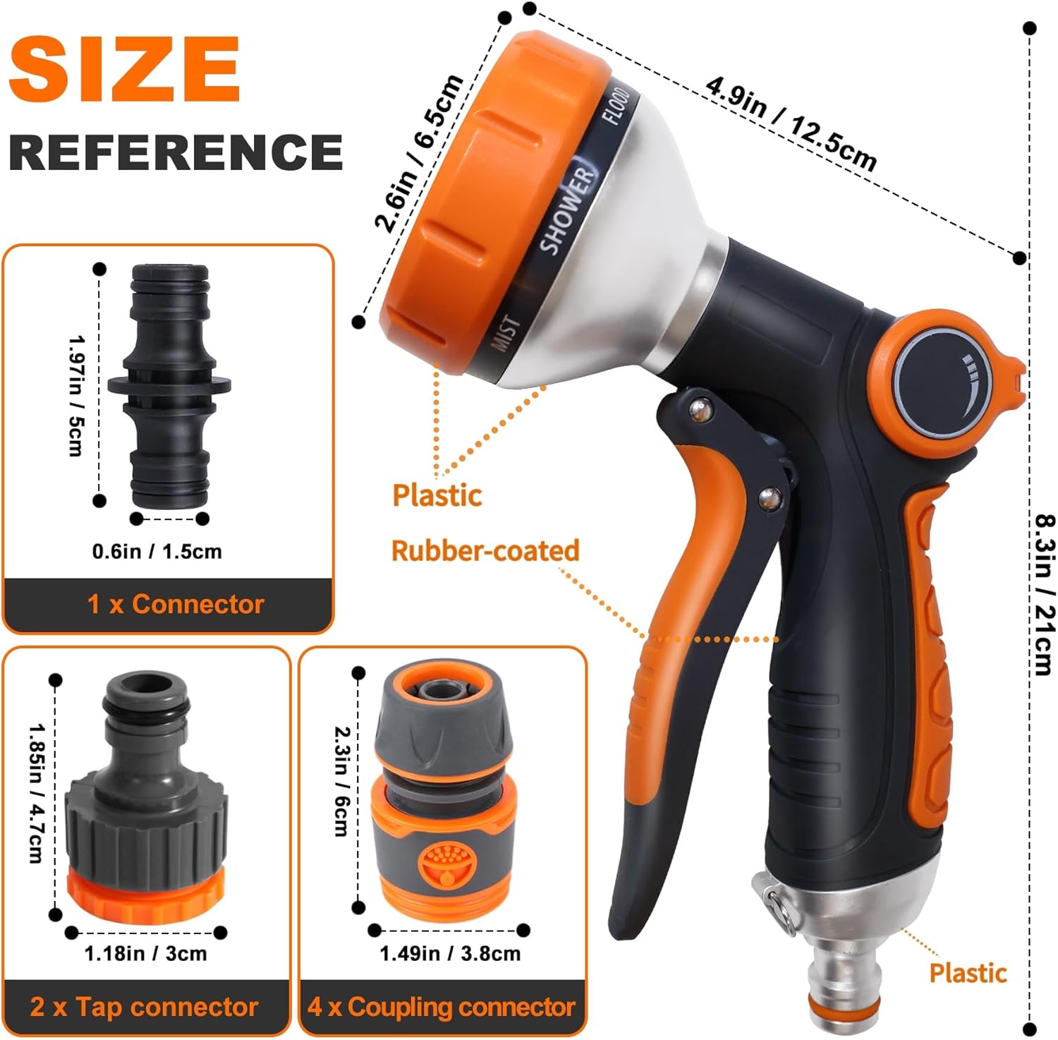 Detalle de Laihur 8-Spray Hose Pipe Spray Gun & Garden Hose Connector Kit for Terraces, Courtyards and Car Cleaning
