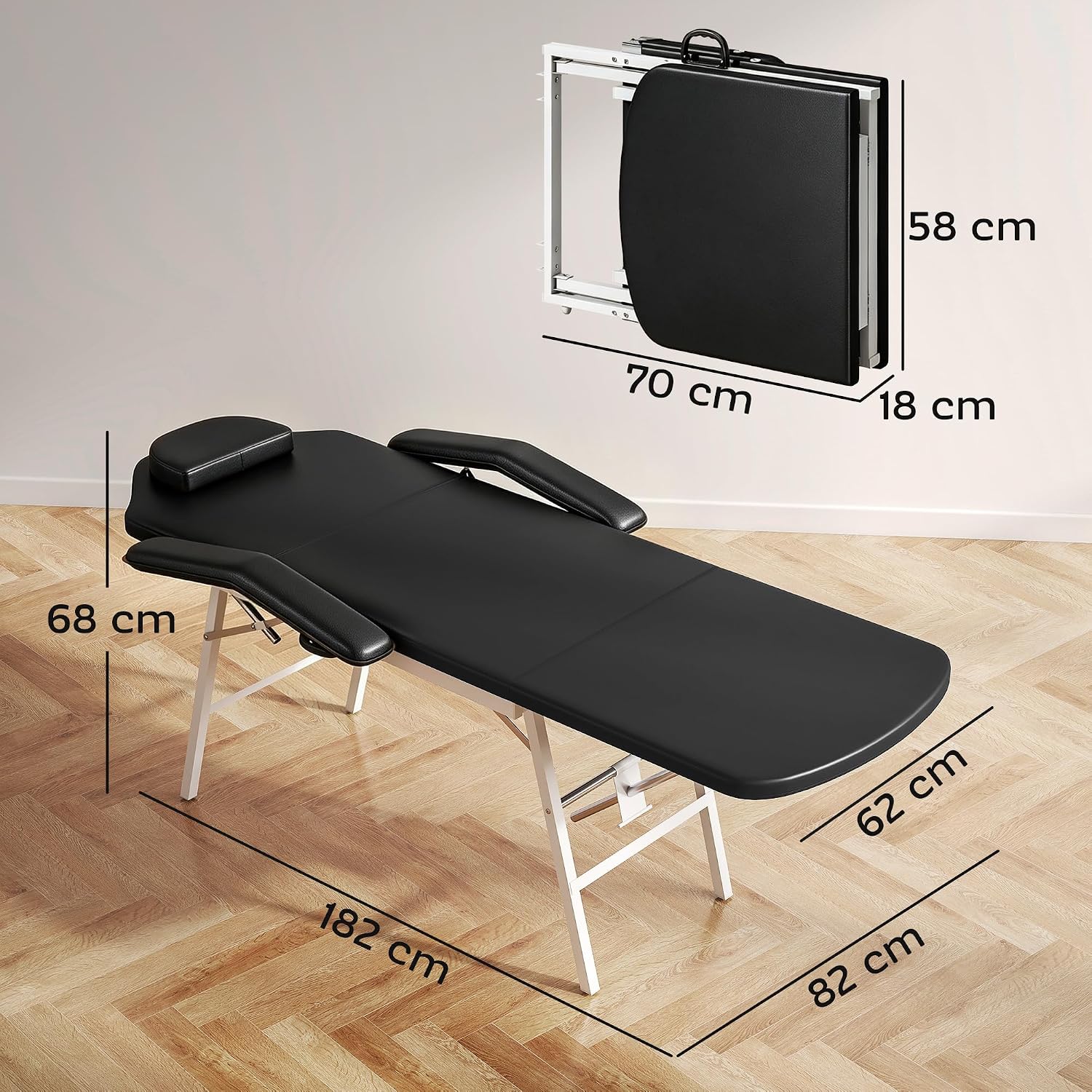 Thumbnail 6 de HOMCOM 503-028V00BK opvouwbare massagetafel, 3 zones, zwart