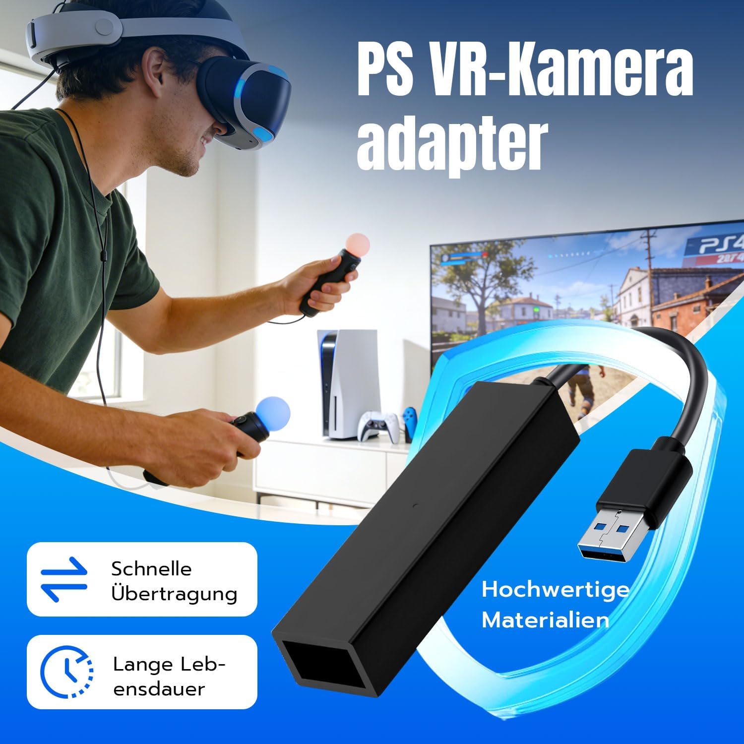 Thumbnail 1 de Tolesum VR Kamera Adapter für PS5/PS5 Pro/PS5 Slim – PS VR/PS4-Kamera-Konverter (USB 3.0, PS VR Zubehör)