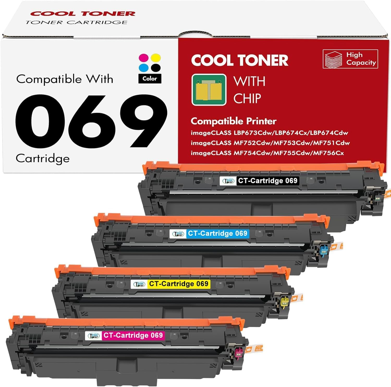 Detalle de Cool Toner 069 069H Toner Cartridge Set, 4-Pack for Canon Color Printers