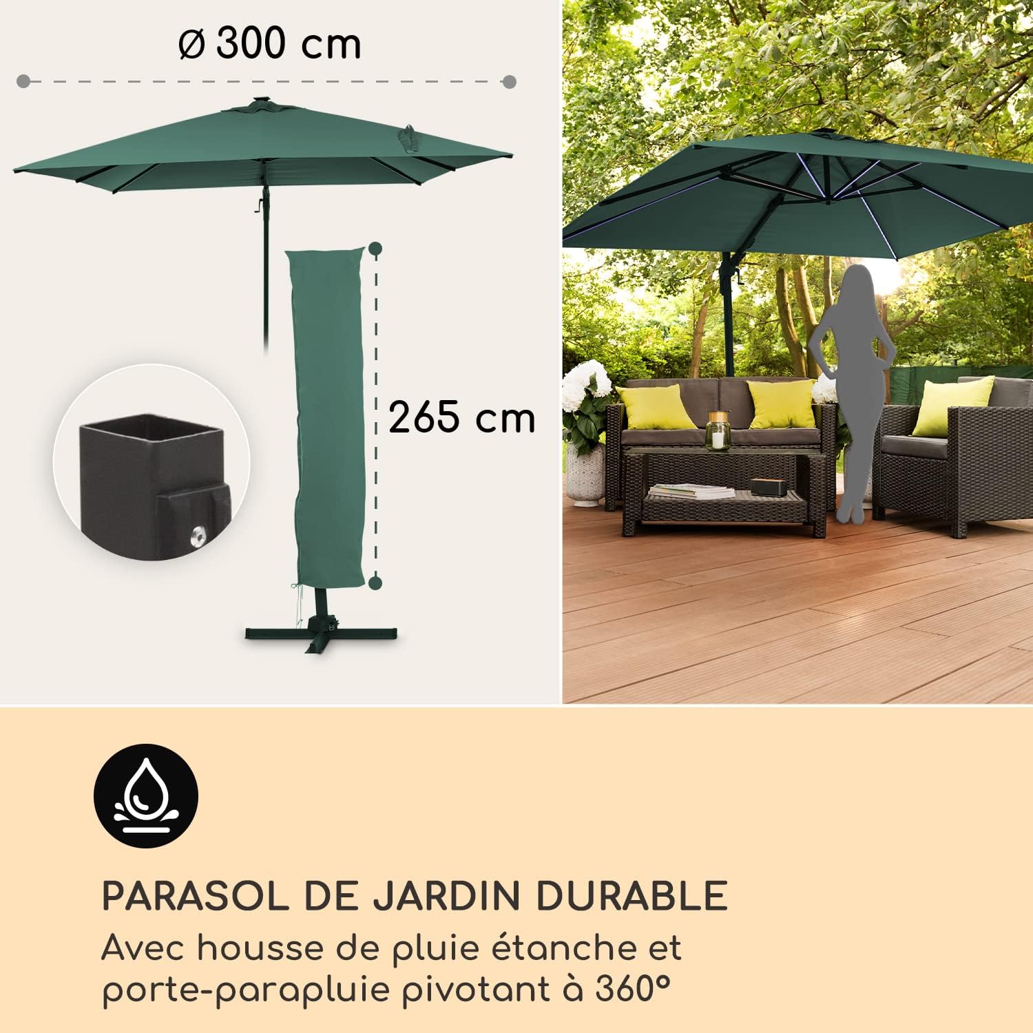 Thumbnail 5 de Blumfeldt Parasol de jardin et balcon avec panneaux solaires et éclairage LED