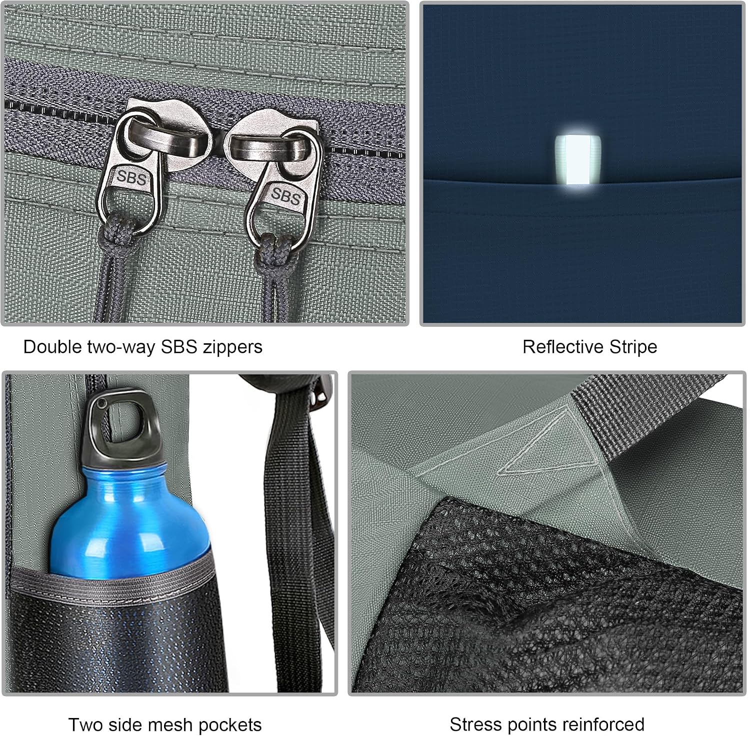 Detalle de Bekahizar Small Rucksack 15L Packable Backpack (Grey Green) – ultralight foldable daypack