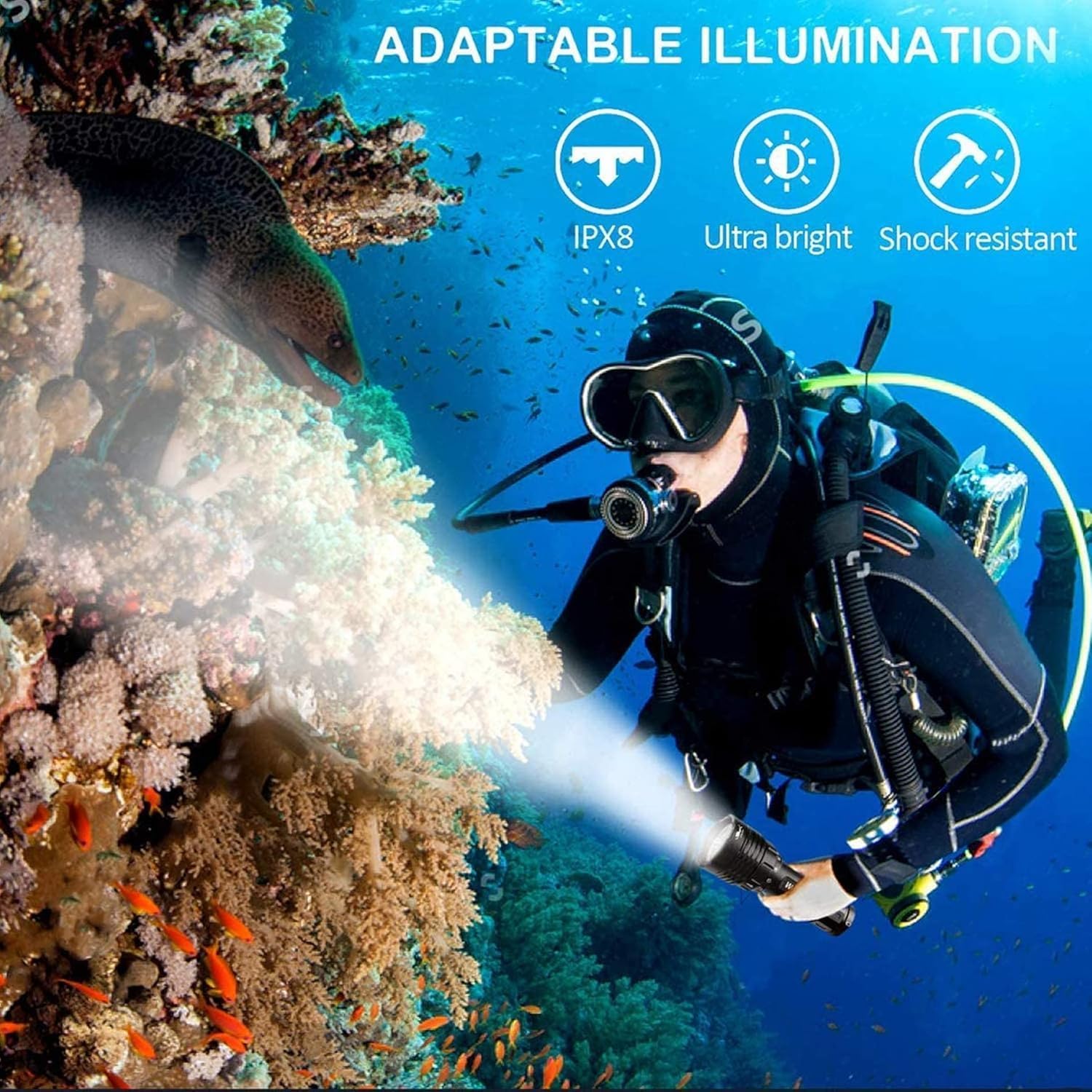 Detalle 2 de Wurkkos lampe de plongée rechargeable 3600 lumens, LED 90 CRI, étanche IPX8 avec chargeur