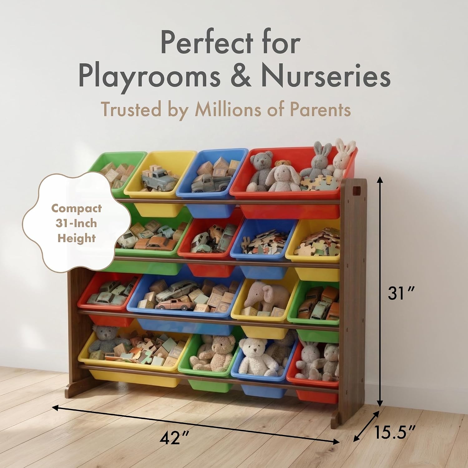 Thumbnail 6 de Humble Crew WO420 Kids’ Toy Organizer, 16 Removable Bins, 4-Tier Shelf