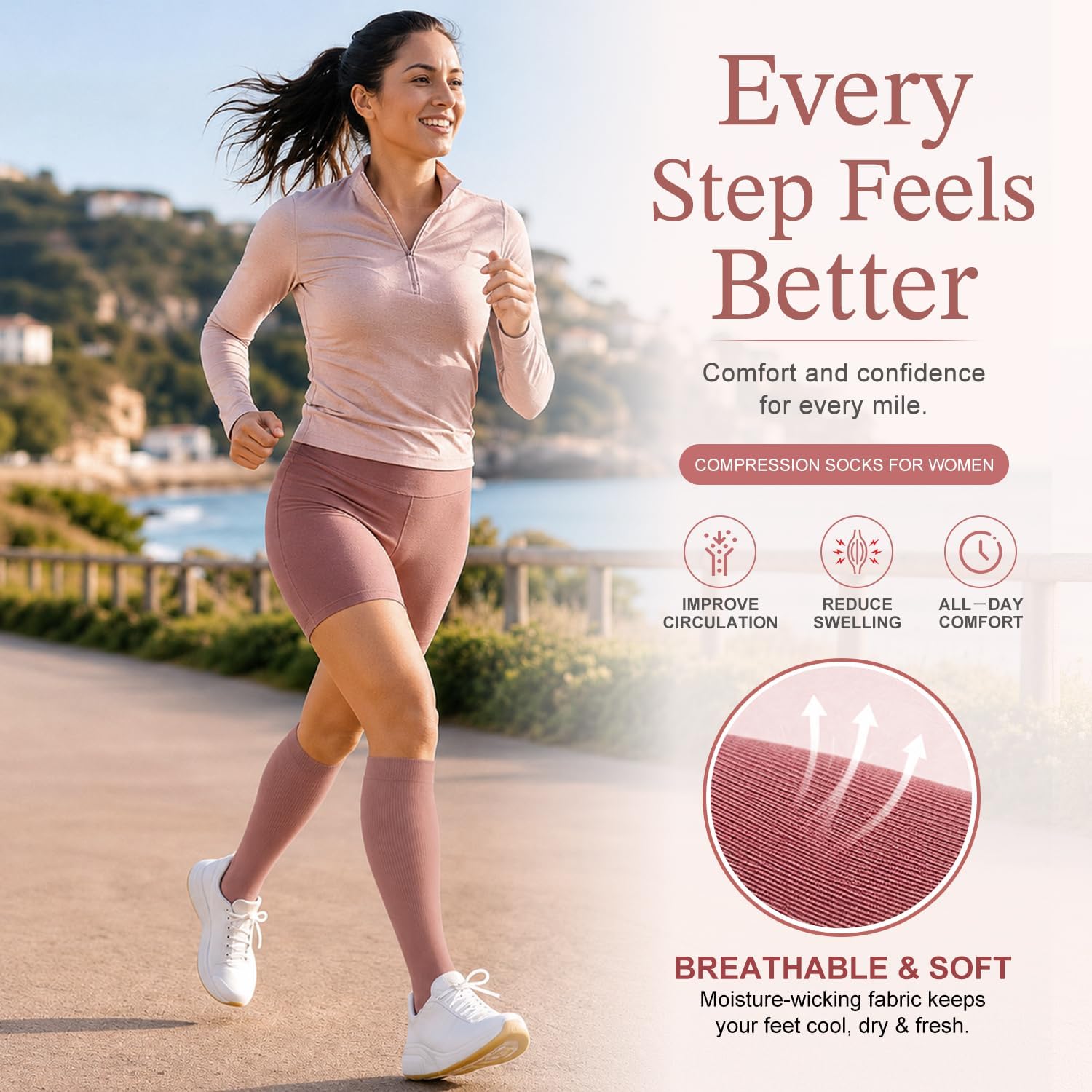 Detalle de Laite Hebe 4 Pairs Compression Socks for Women & Men (15-20 mmHg) — All-Day Support for Nurses, Runners, and Busy Hands