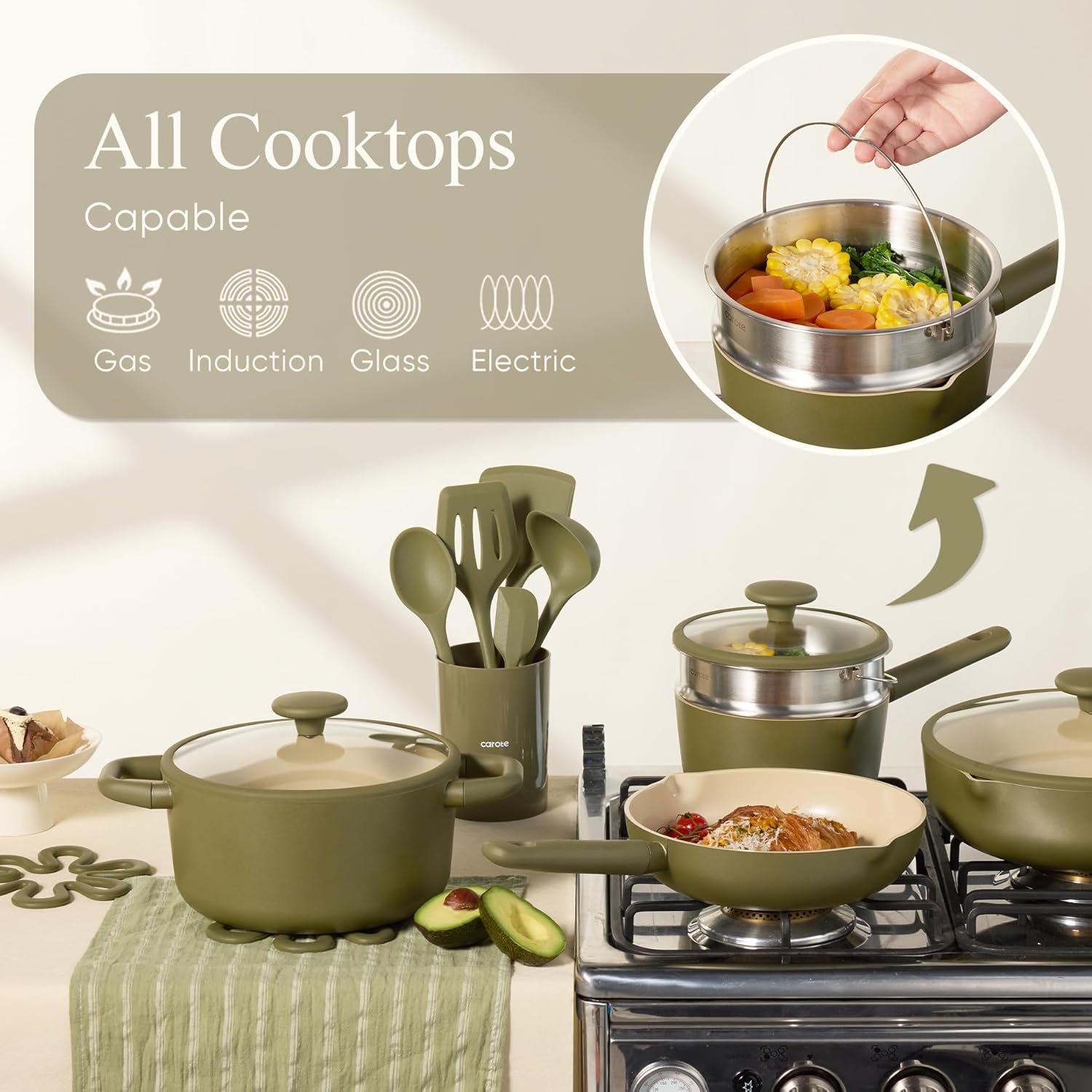 Thumbnail 6 de CAROTE 21pcs Nonstick Ceramic Cookware Set – Induction Ready, PFAS/PTFE Free