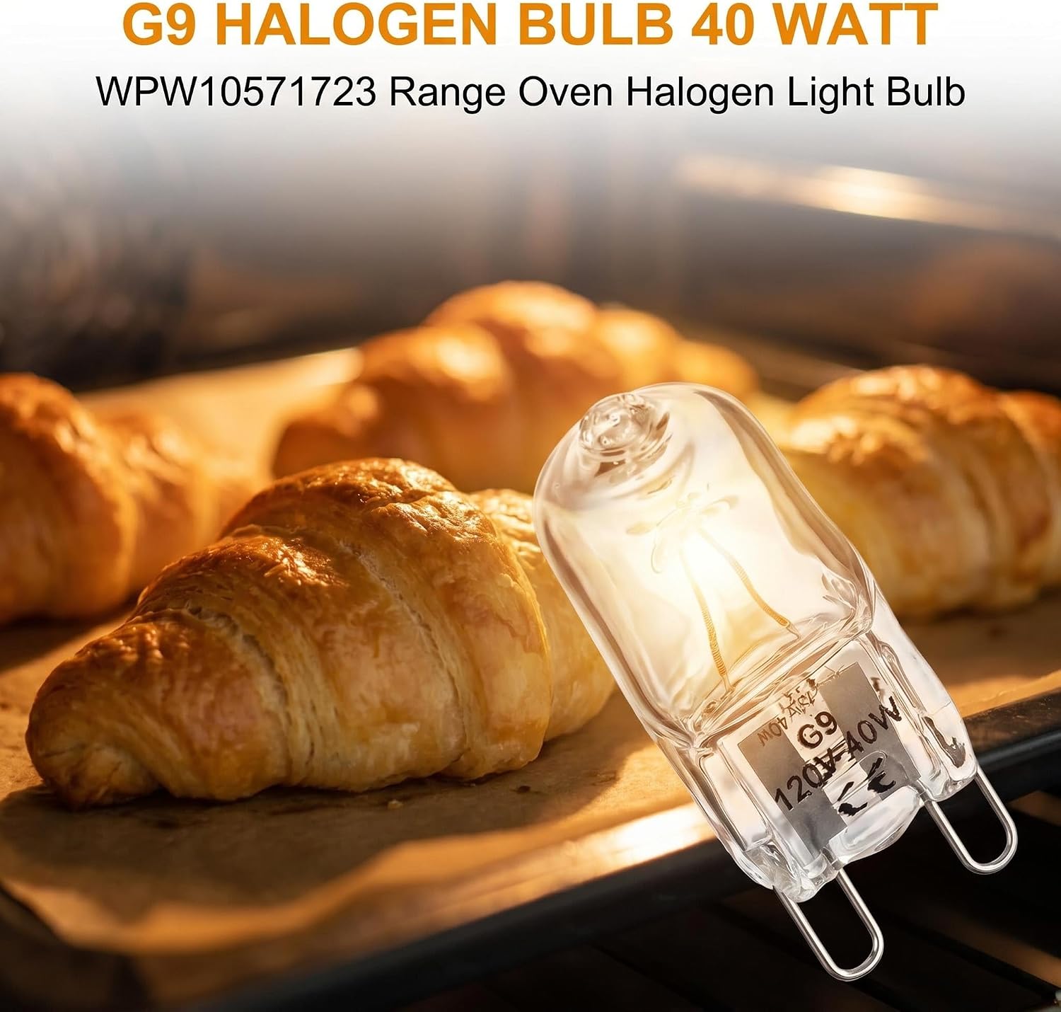 Detalle 2 de Tellfeel WPW10571723 G9 Halogen Range Hood Bulbs, 120V 40W, 5-Pack