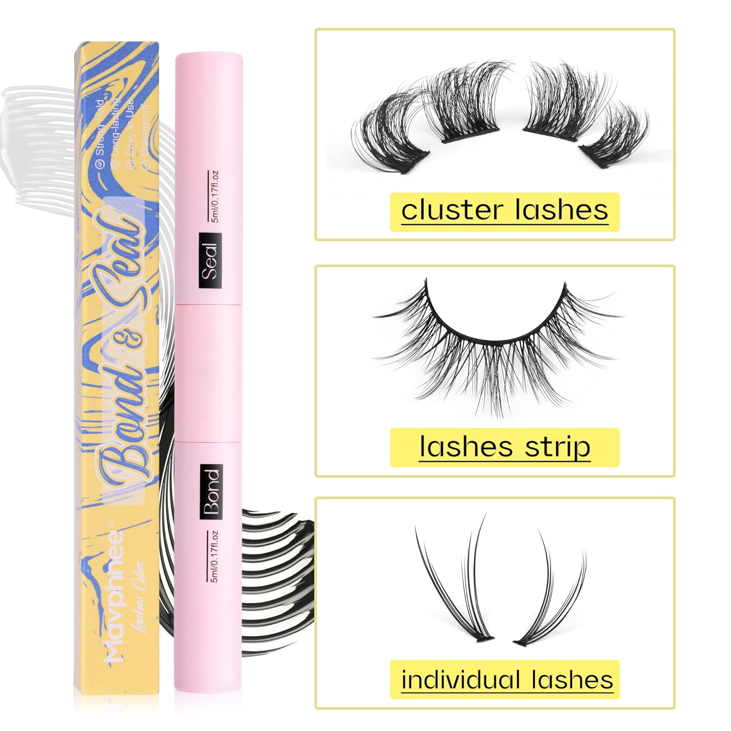 Thumbnail 6 de Mavphnee 2-in-1 Lash Glue Bond & Seal for DIY Cluster Lashes (Waterproof, Strong Hold)