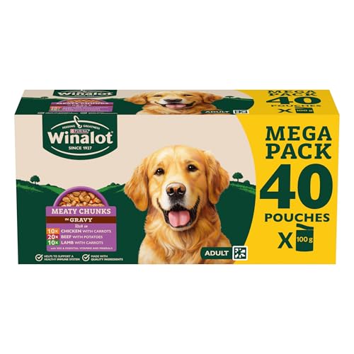 Detalle de WINALOT Meaty Chunks Mixed in Gravy Wet Dog Food 40x100g