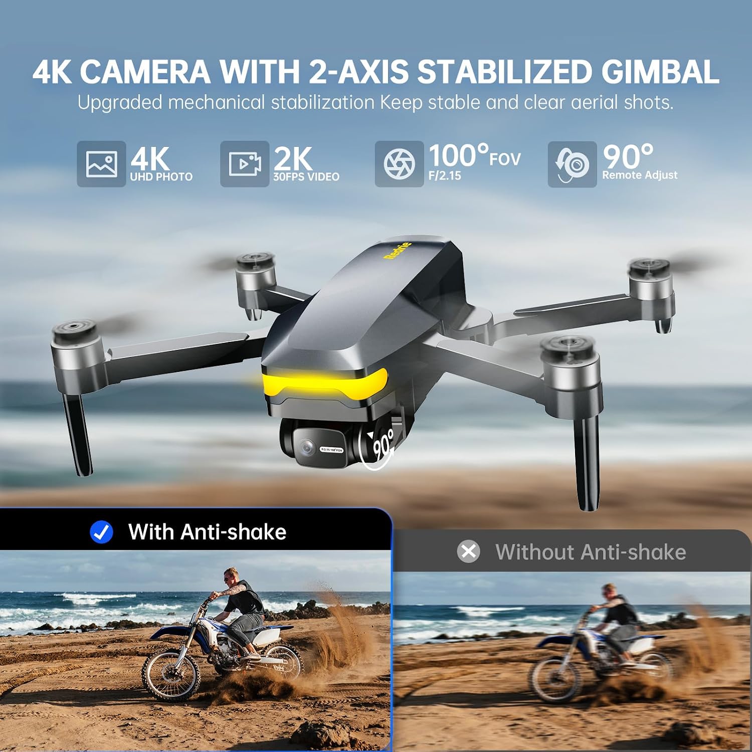 Detalle de REDRIE HK33 Drone with 4K Camera, 2-Axis Gimbal and GPS Flight Modes