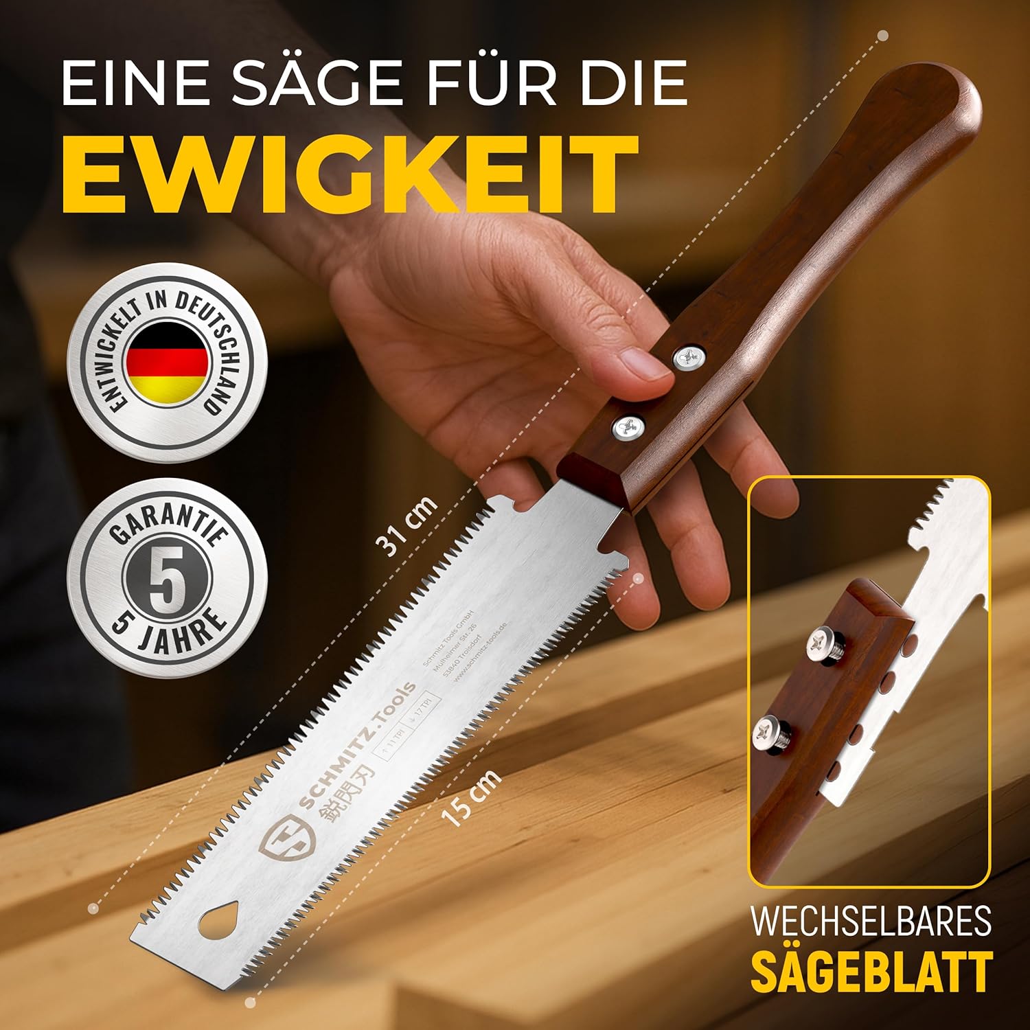 Detalle 2 de SCHMITZ.Tools Japansäge Handsäge 11/17 TPI