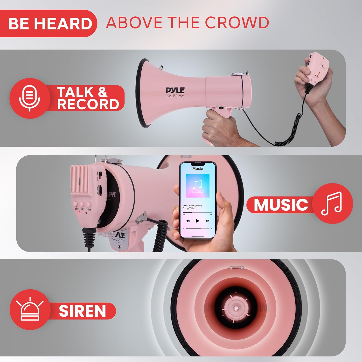 Detalle de 50W Pyle megaphone speaker with siren