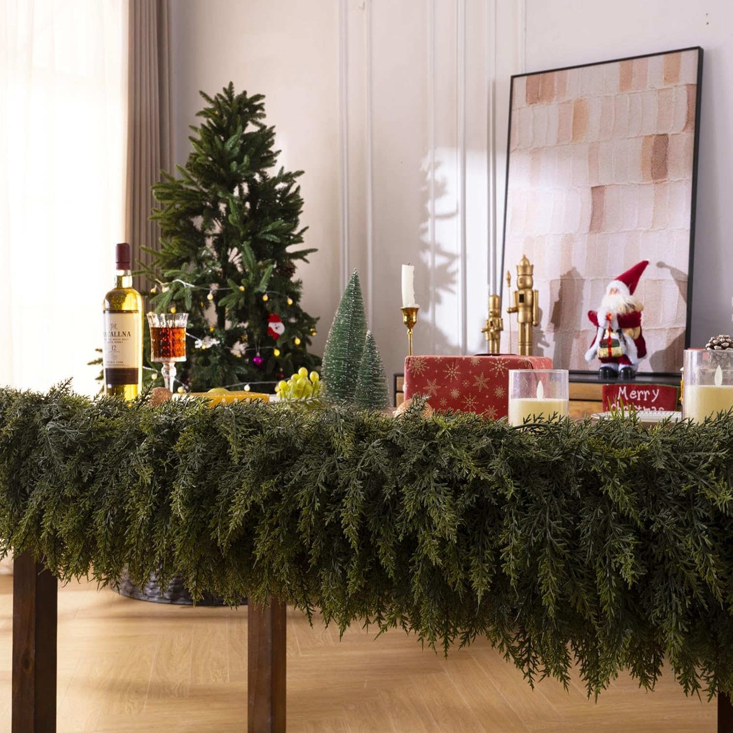 Thumbnail 5 de KIWDY 6-Foot Real Touch Cedar Christmas Garland, 2-Piece PE Set