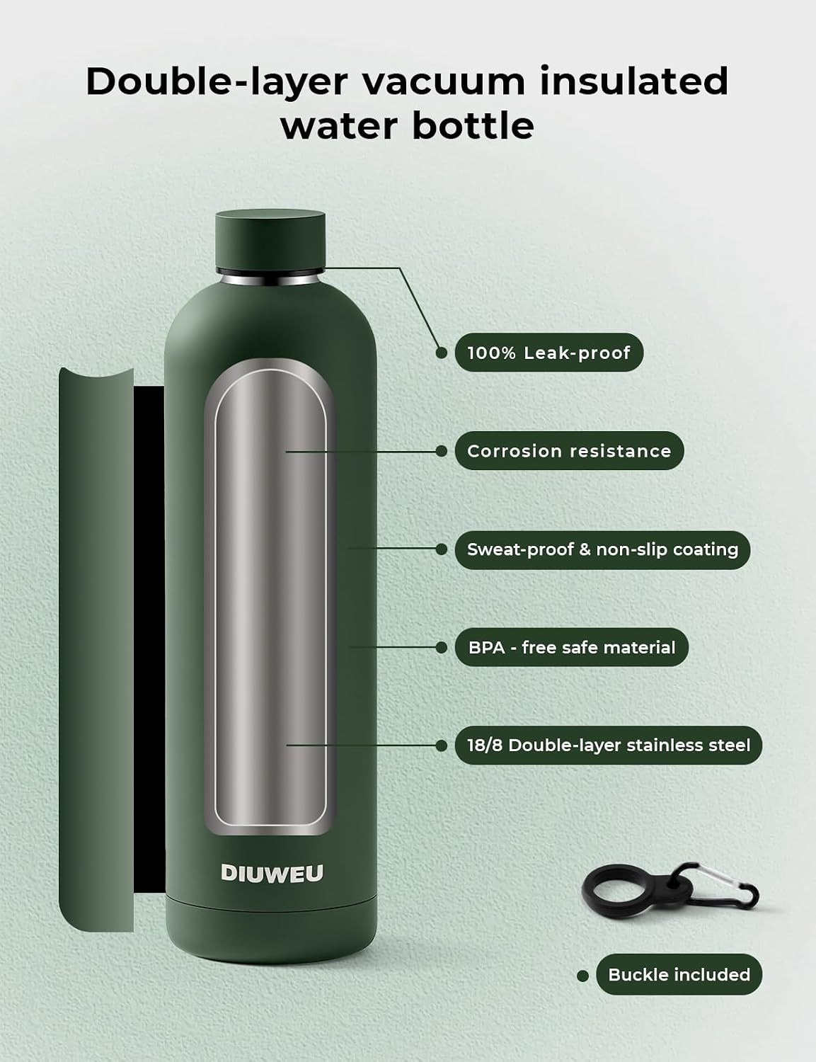 Thumbnail 3 de Stainless Steel Water Bottle Insulated 1L