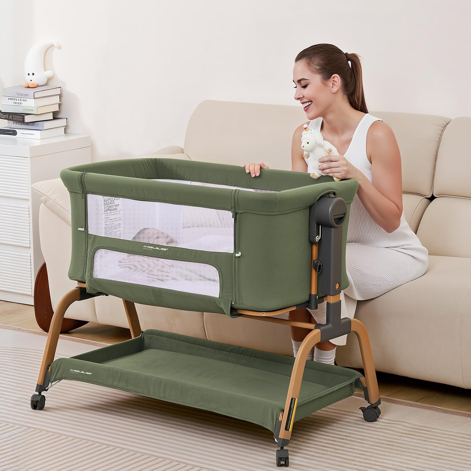 Thumbnail 6 de ANGELBLISS Y08 3-in-1 Baby Bassinet, Rocking Bedside Sleeper, Green