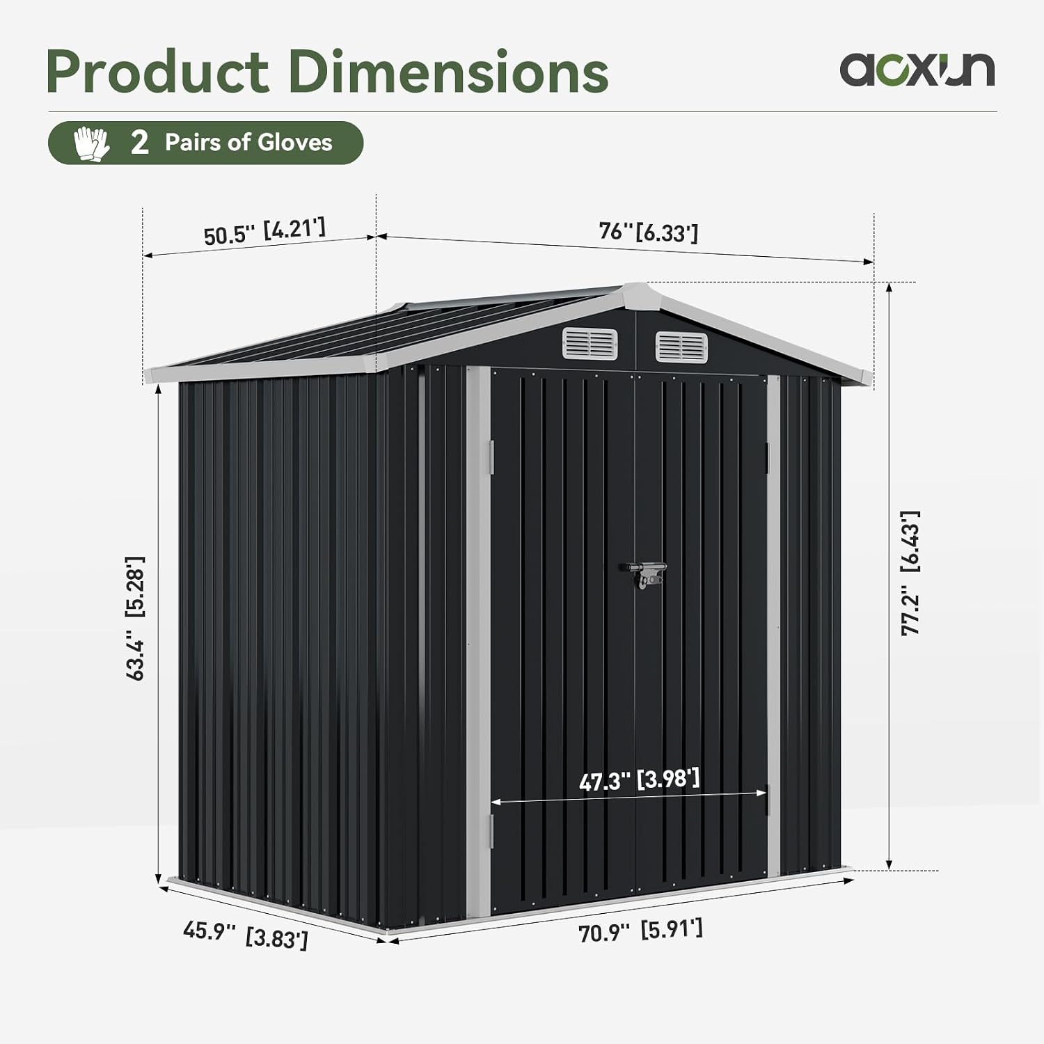 Thumbnail 6 de Aoxun Metal Storage Shed 6x4 FT