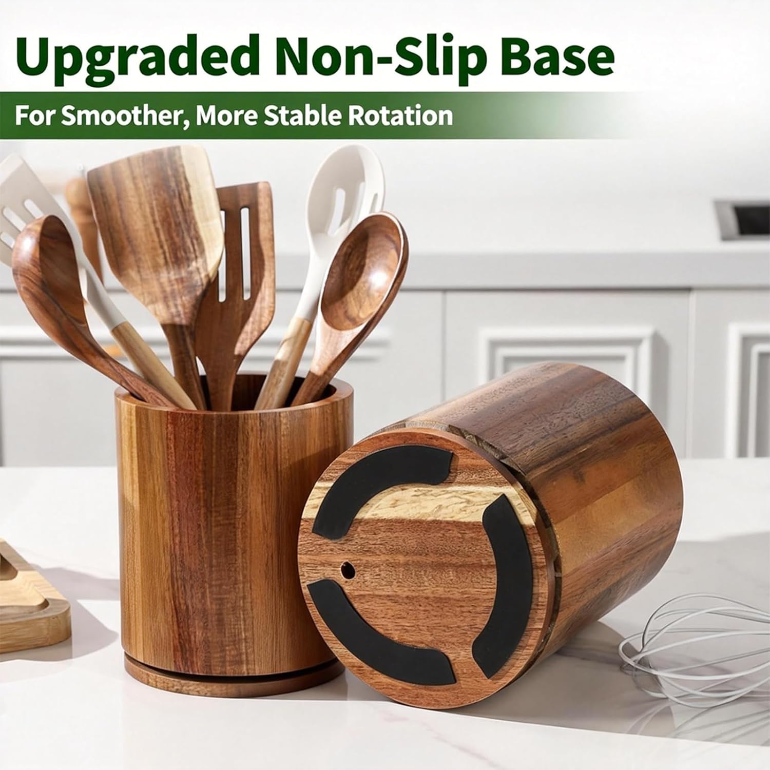 Thumbnail 5 de gorsent Wooden Utensil Holder 7.3" 🍽