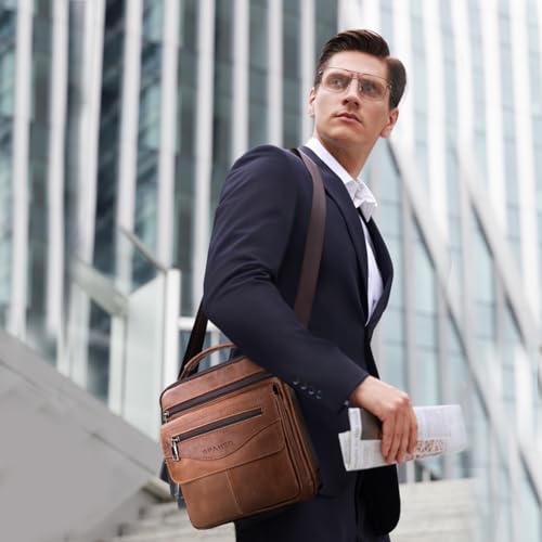 Detalle de SPAHER Bandolera de Cuero Grande para Hombre