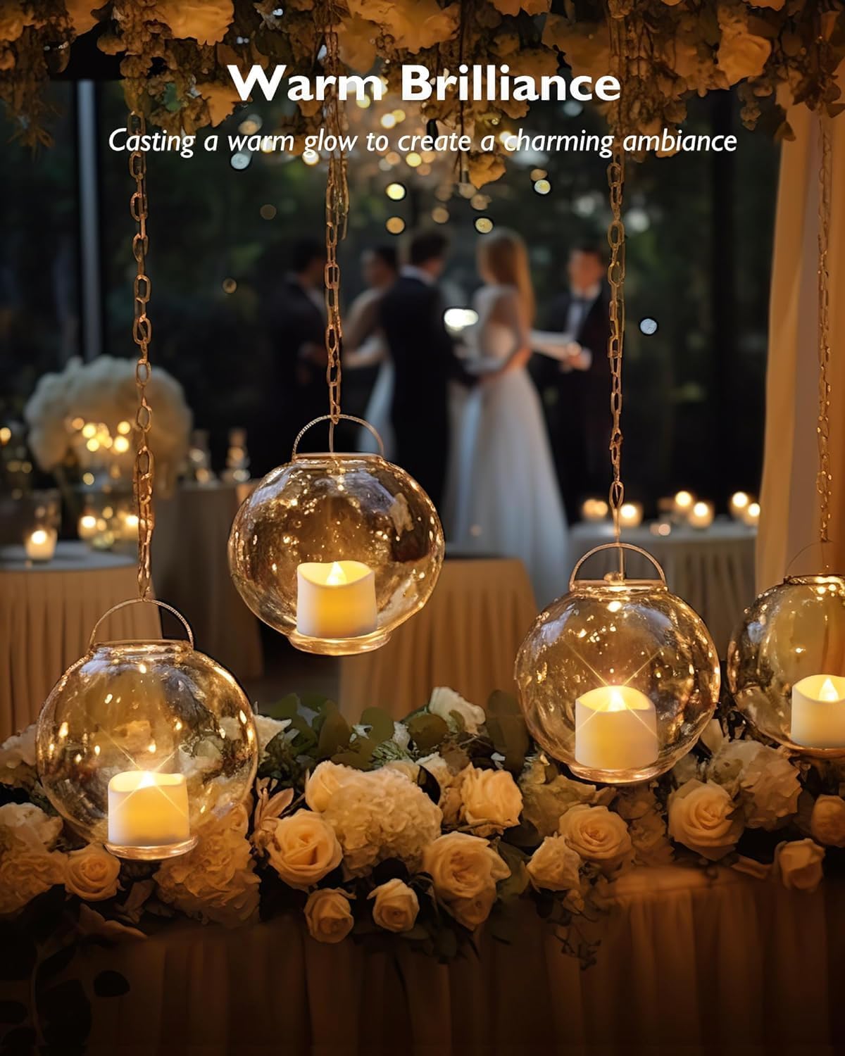 Thumbnail 2 de Homemory 24 Pack Battery Tea Lights (Ivory White) – flameless flickering LED tealights for weddings and home décor