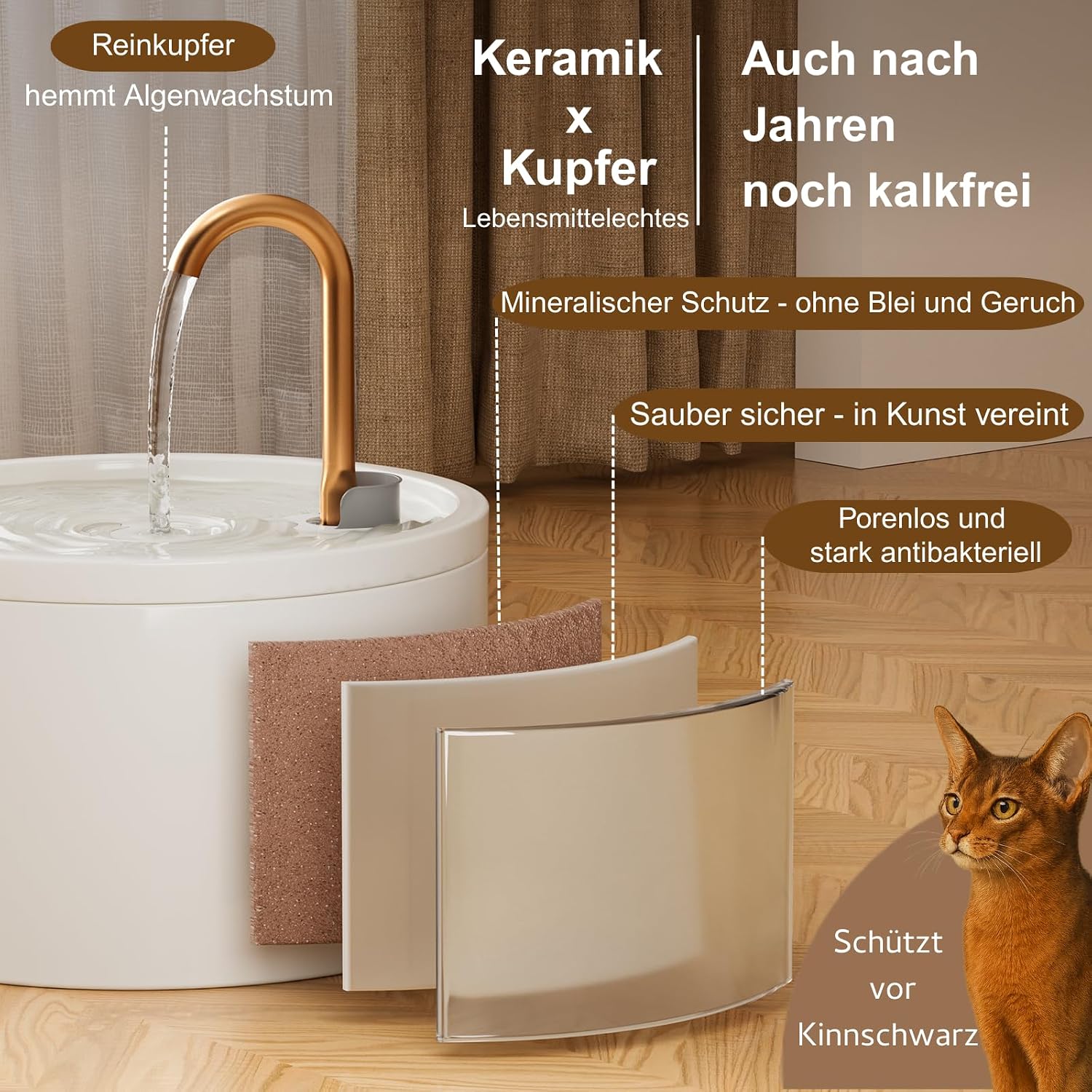 Detalle 2 de MISFANS Katzenbrunnen Keramik 2,1 L 🐱