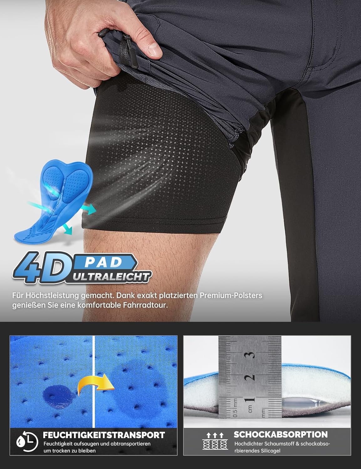 Detalle 1 de Cycorld MTB Shorts Herren MTB Hose