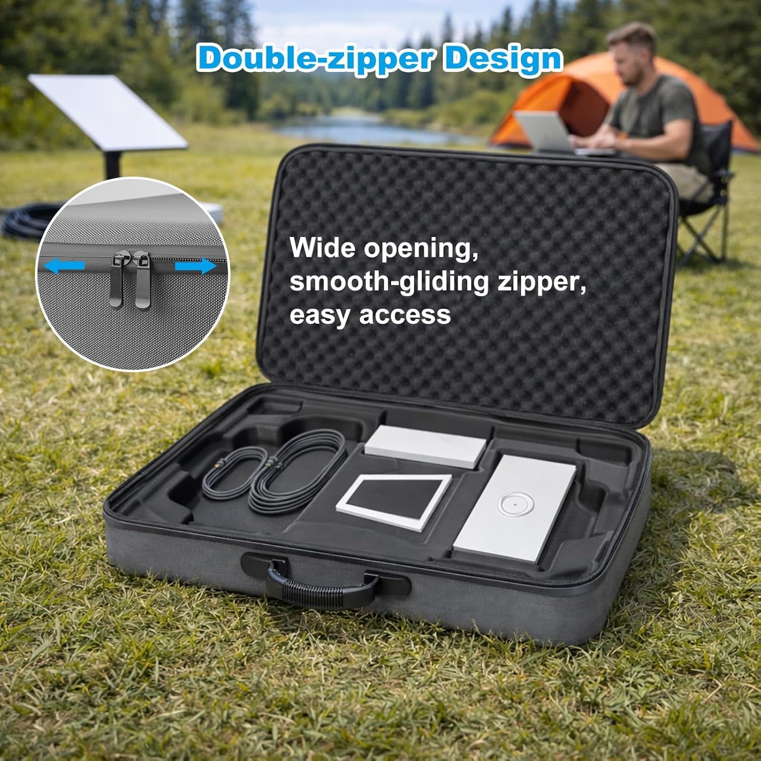 Detalle de Bsteciar Starlink Gen 3 Koffer – staubdichter Standardkoffer mit Innenaufteilung für Reisen & Outdoor (Grau)