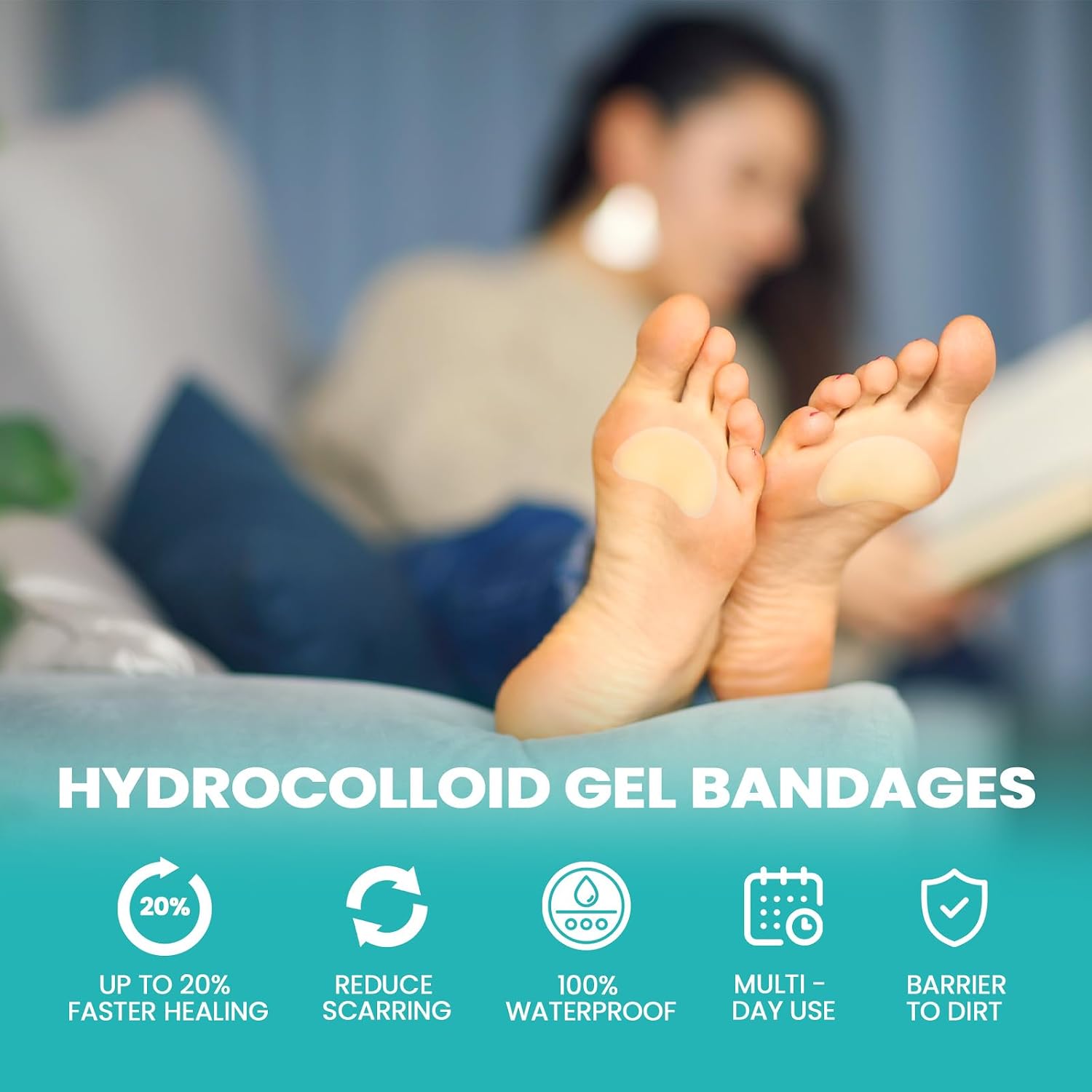 Thumbnail 5 de 28 Pieces Blister Plasters – Invisible Hydrocolloid Gel Bandages for Heel, Foot and Toe (Waterproof Spot Pack)
