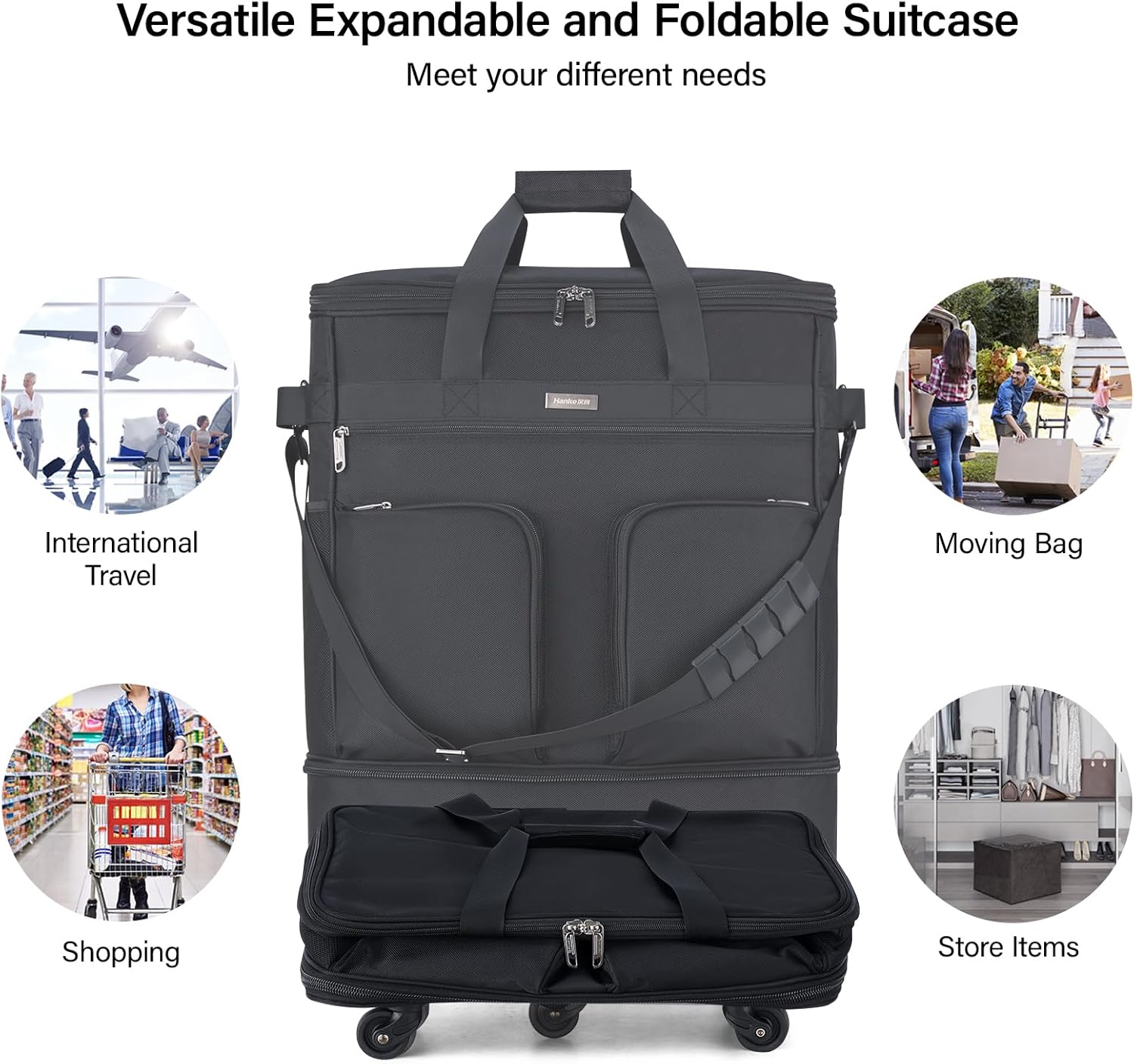 Detalle 2 de Hanke Expandable Large Suitcase 98L Foldable