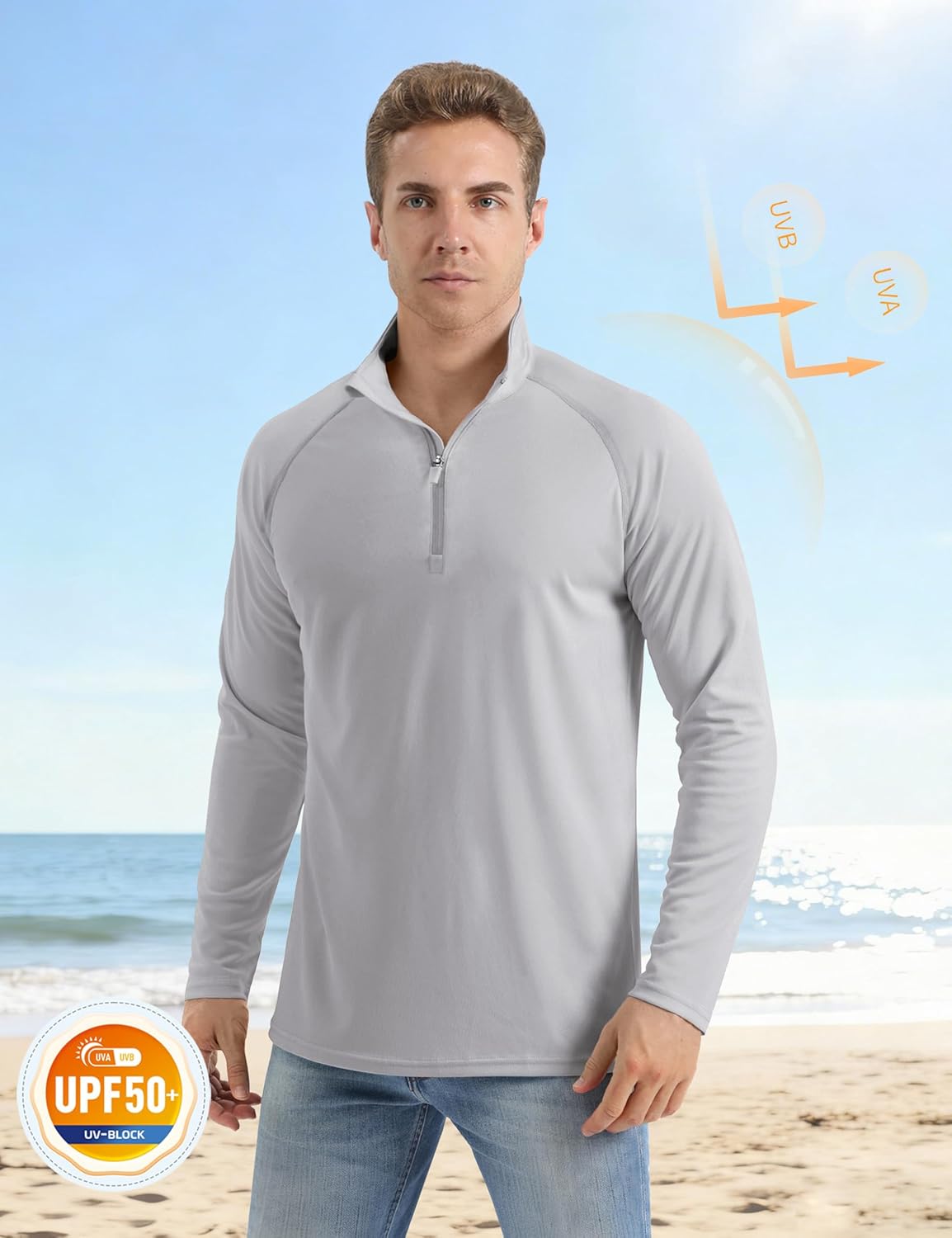 Thumbnail 1 de MAGCOMSEN Men's Long Sleeve Sun Protection Shirt with UPF 50+ (1/4 Zip Rash Guard)