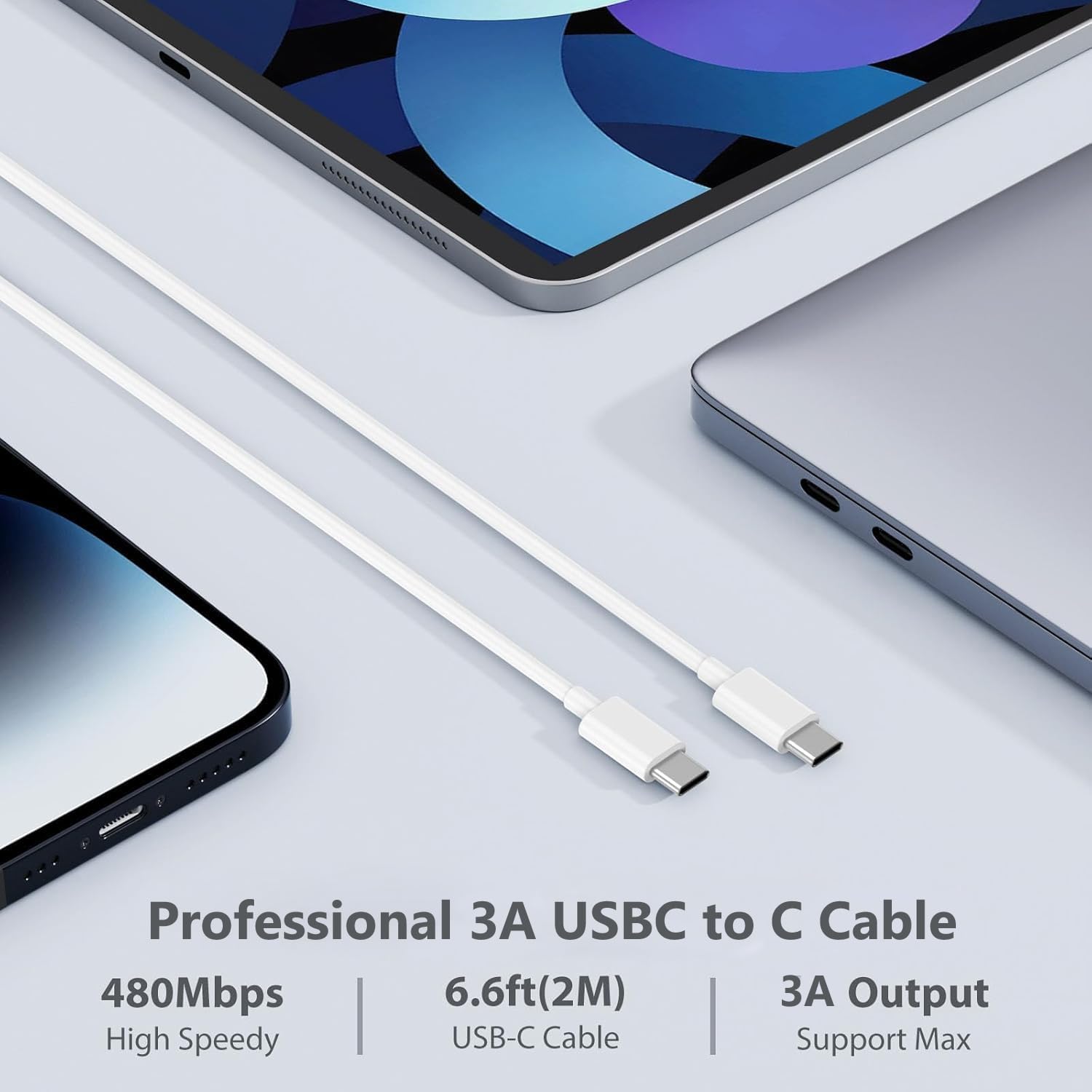 Detalle 2 de 96W USB-C Ladegerät für MacBook – Schnellladen mit 2m USB-C Ladekabel, kompatibel für MacBook Pro/Air, iPad & USB-C Geräte