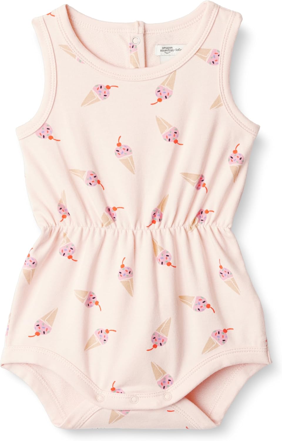 Detalle de Amazon Essentials x Sofia Grainge Baby Girls' Lightweight French Terry Sleeveless Shorts Romper