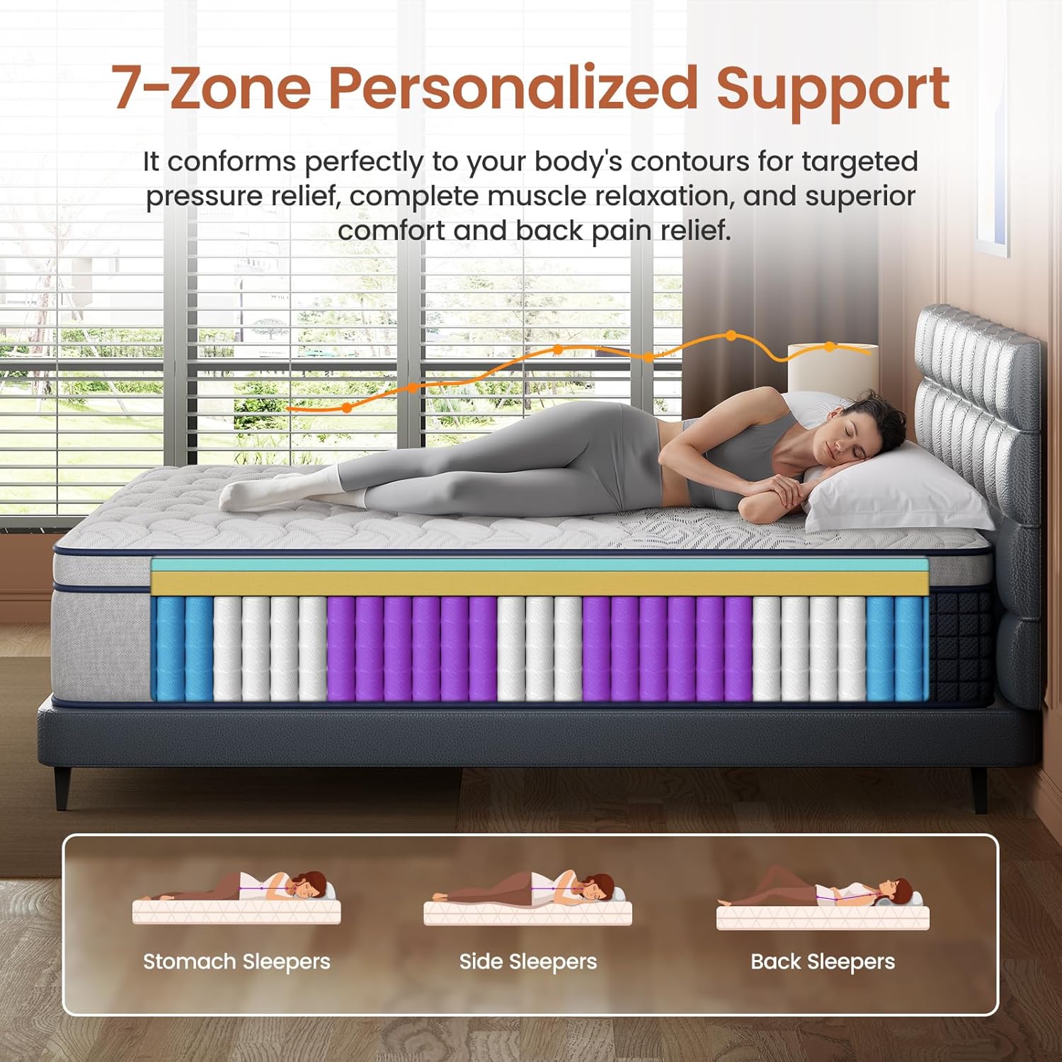 Detalle de VISCOFLEX P2503220 Queen Hybrid Mattress, 12-Inch Extra-Firm