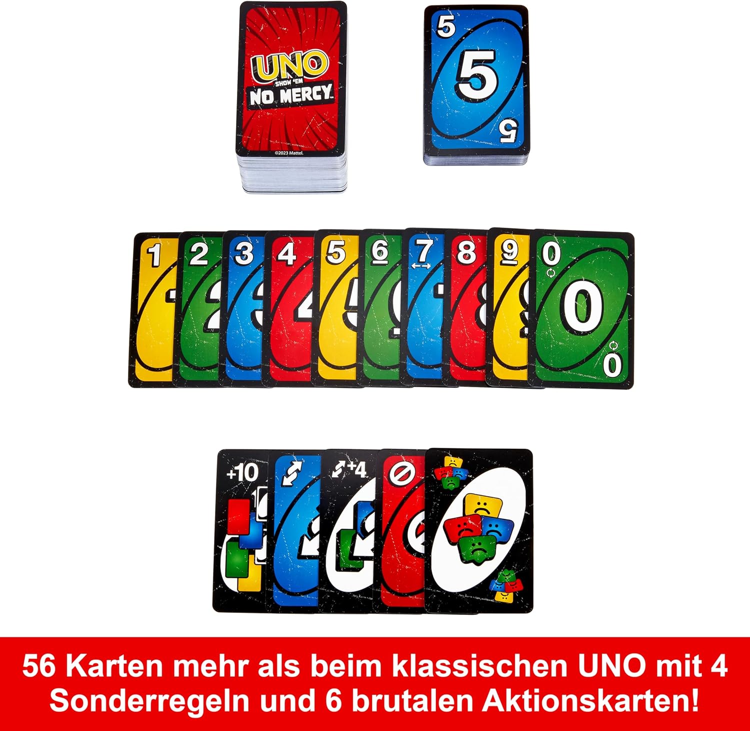 Detalle de UNO Show ’Em No Mercy Kartenspiel von Mattel Games – brutale Variante für 2–6 Spieler ab 7 Jahren