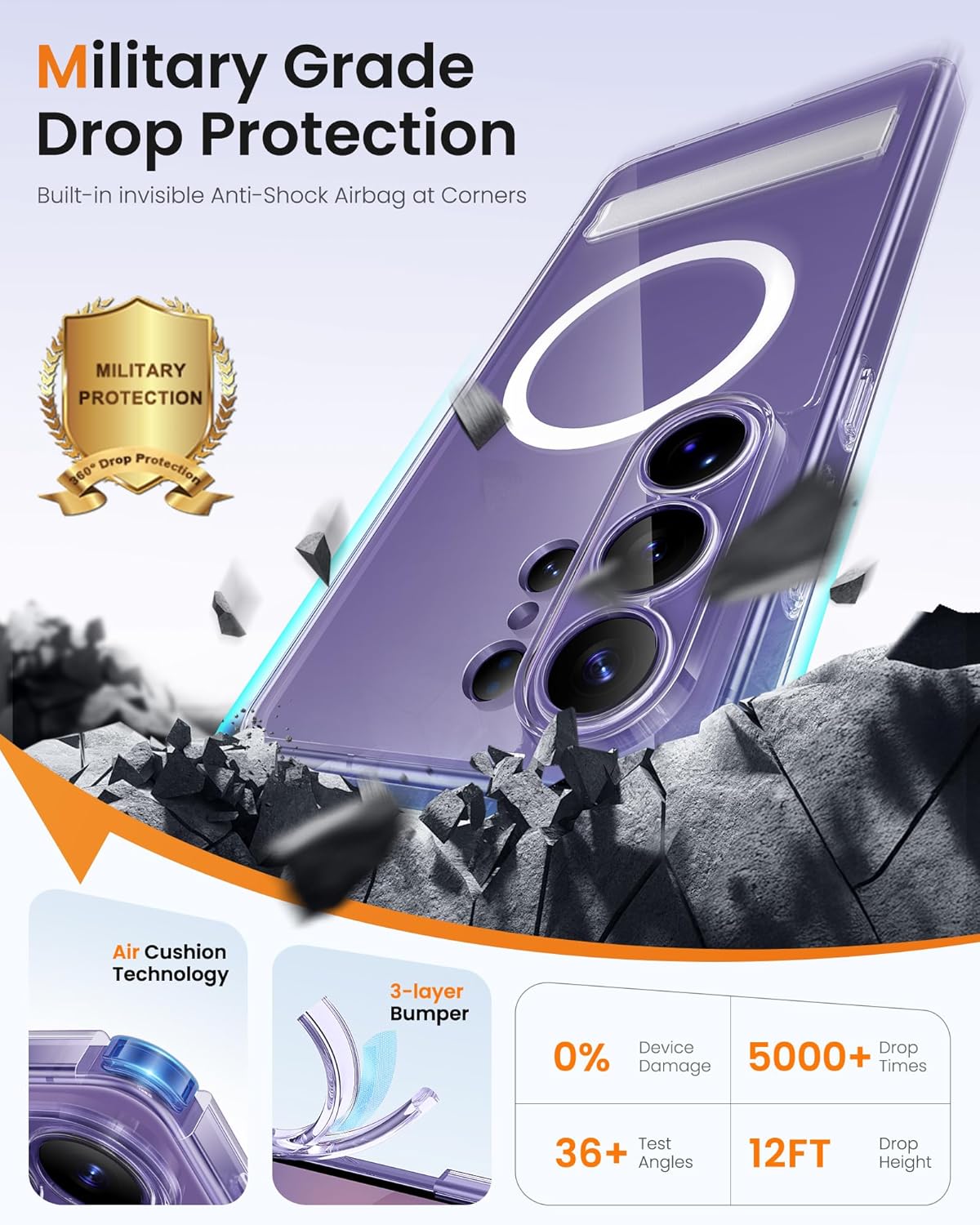 Thumbnail 5 de SIXBOX Magnetic Case for Samsung Galaxy S26 Ultra with Kickstand and Tempered Glass Screen Protectors (Clear)