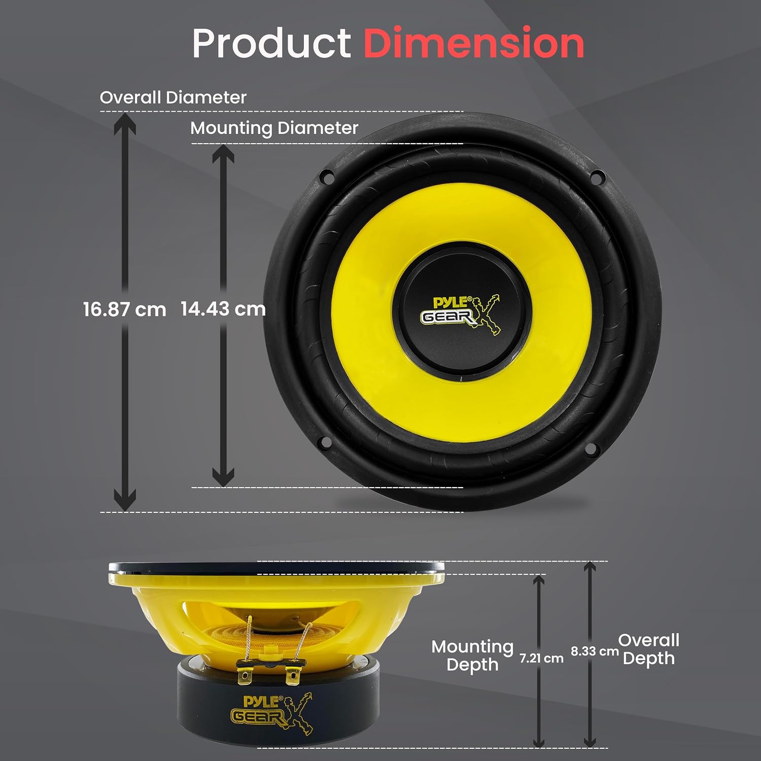 Thumbnail 1 de Pyle 16.5 cm Mid Bass Woofer Speaker System – 300W Peak, 4Ω, Yellow