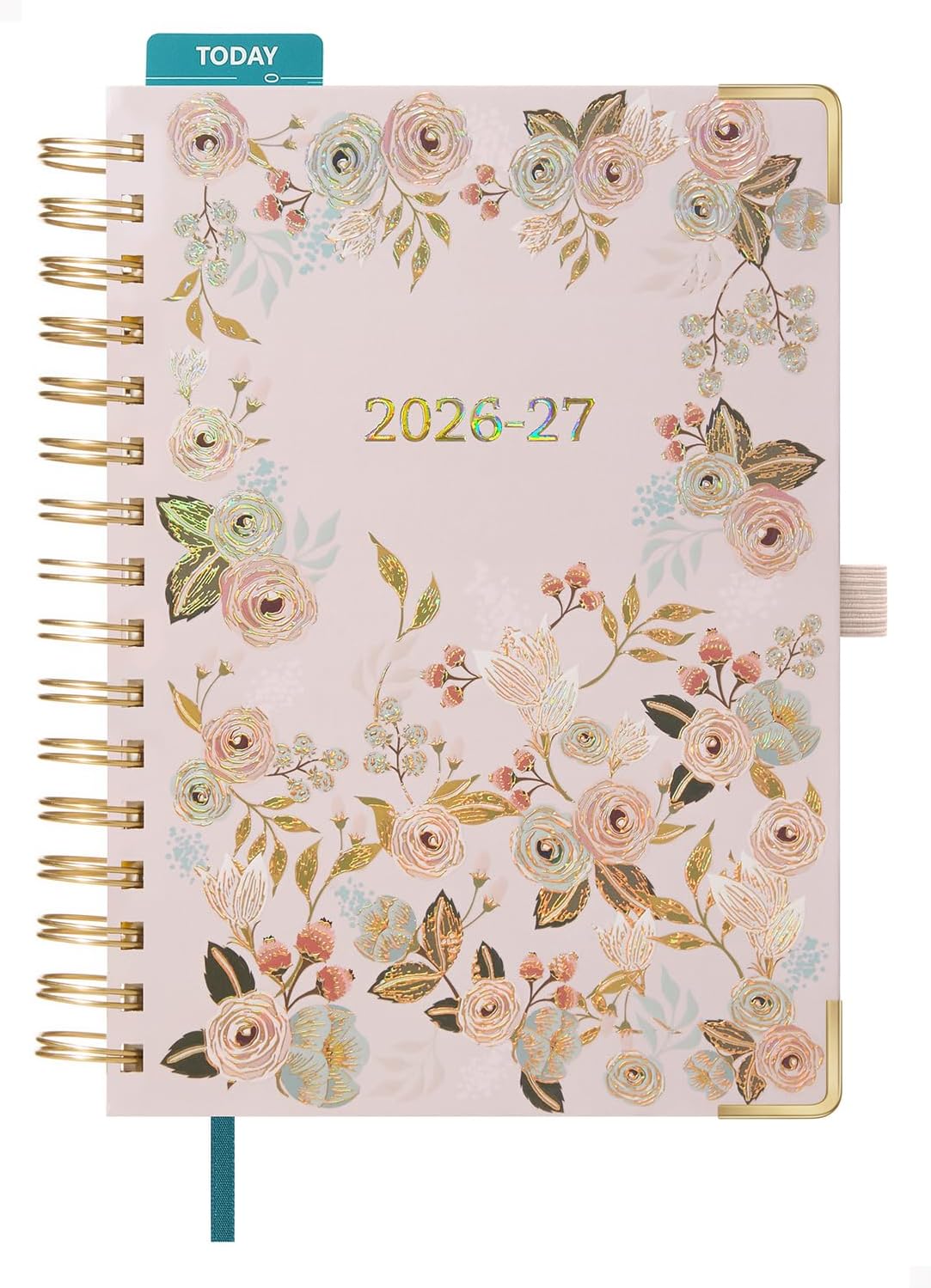 Detalle de BEZEND A5 Academic Diary 2026-2027: Week to View, Floral Pink Hardcover
