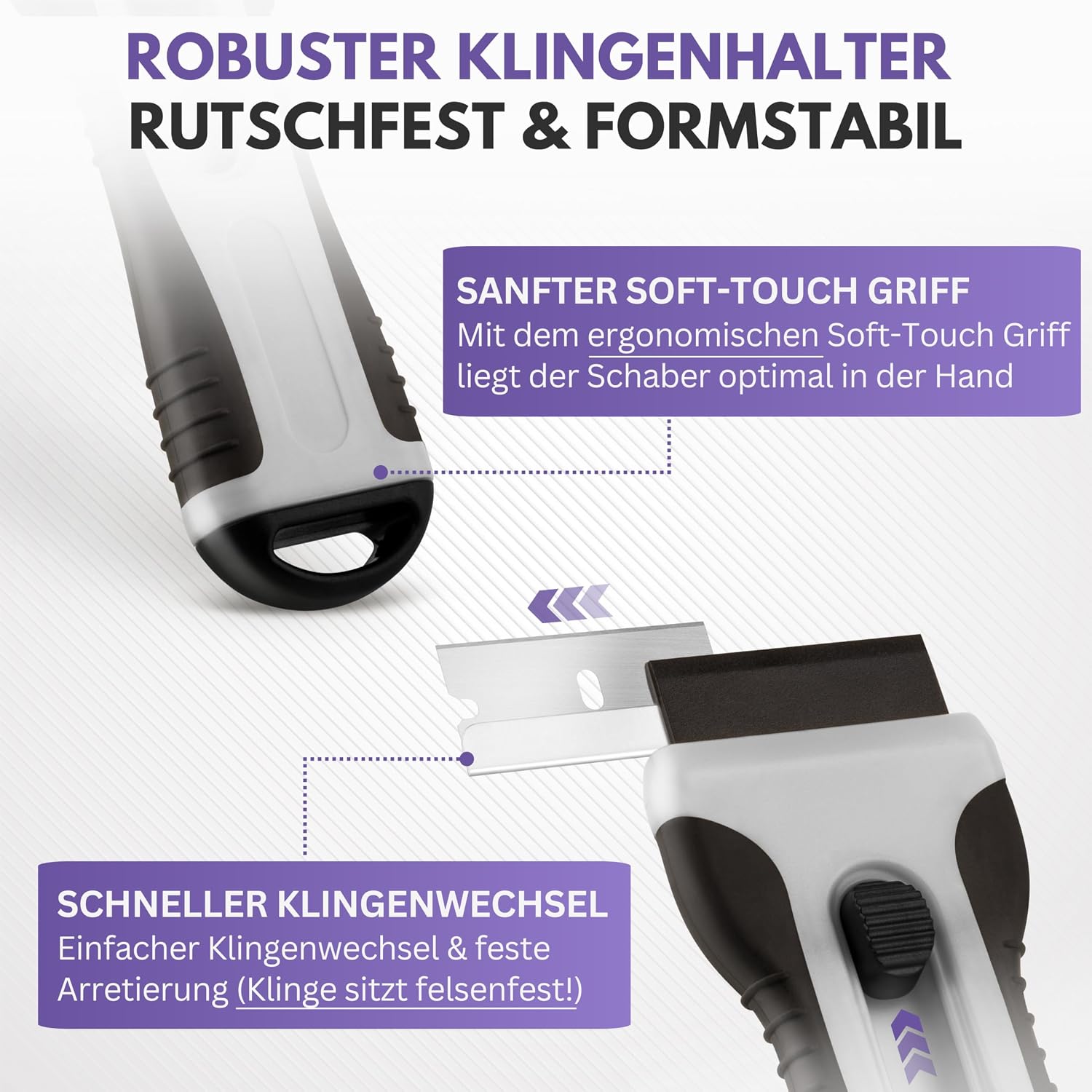 Detalle de Filzada Küchenschaber Grau – Glas-Keramik-Spezialschaber mit 15 Klingen