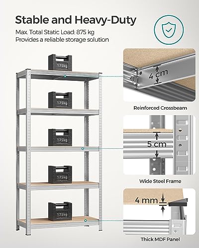 Thumbnail 3 de SONGMICS 5-Tier Heavy-Duty Shelving Units (Set of 2) – Boltless Steel Shelves for Garage and Shed