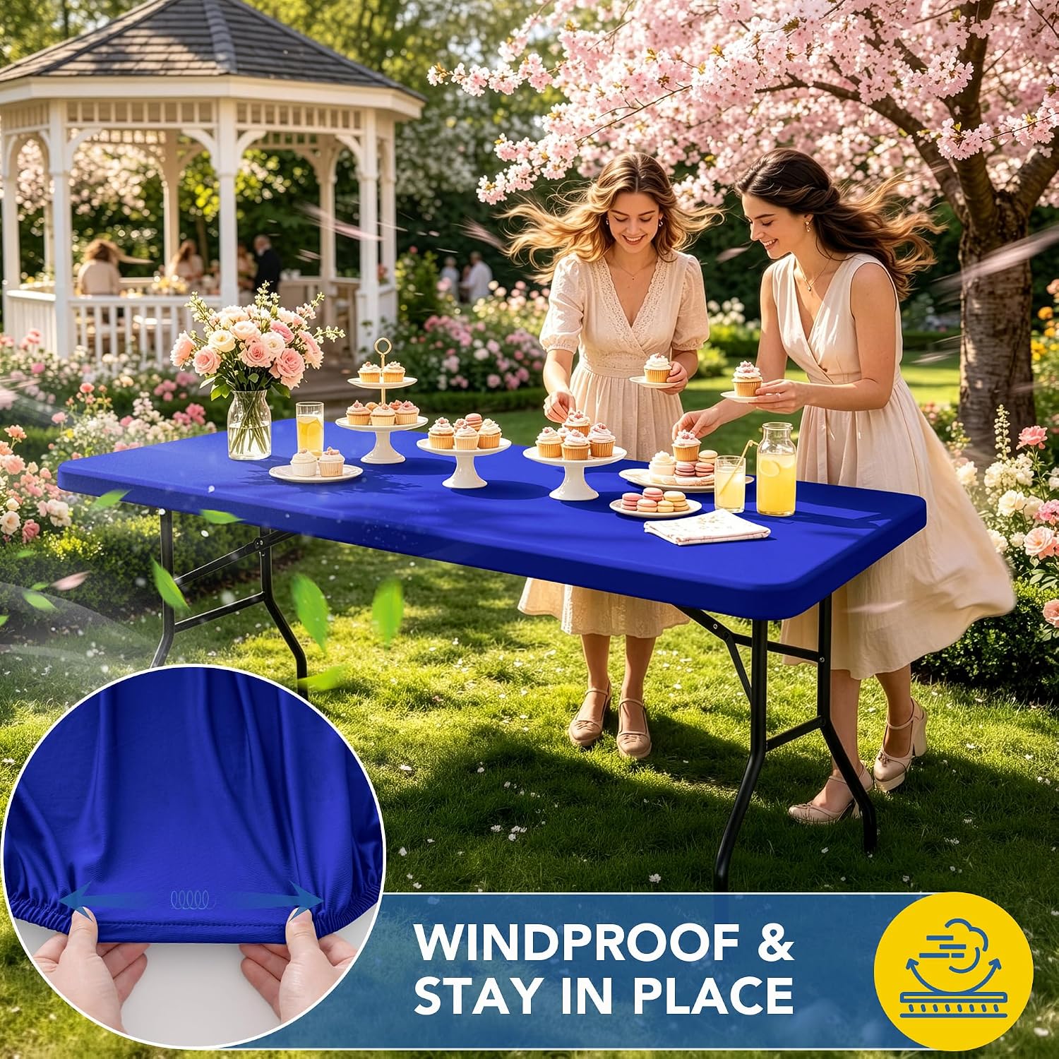 Thumbnail 2 de Enjoyidea Spandex Table Cover 6ft 6 Pack Royal Blue
