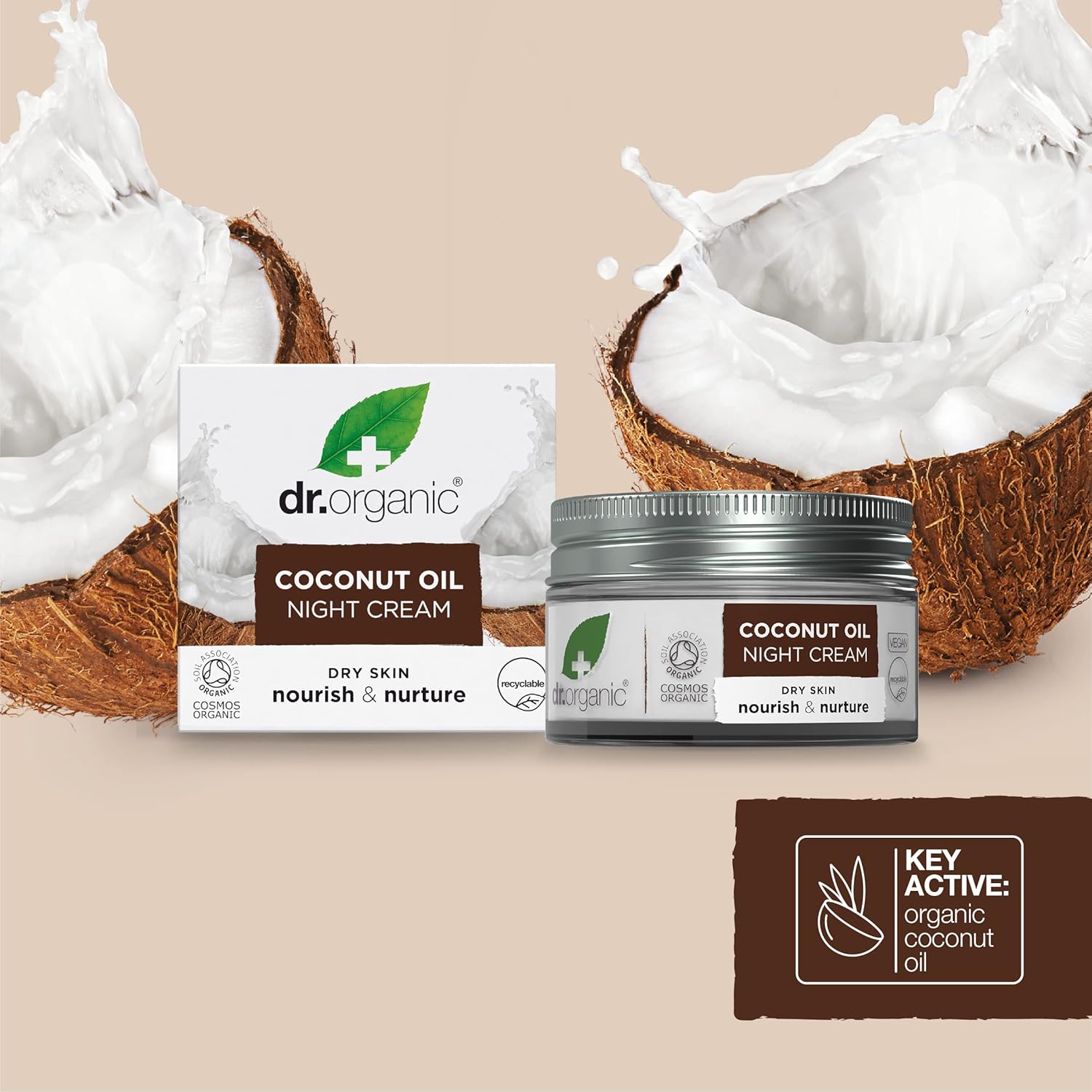 Thumbnail 6 de Dr. Organic Crema Noche Coco Orgánico 50 ml 🌙