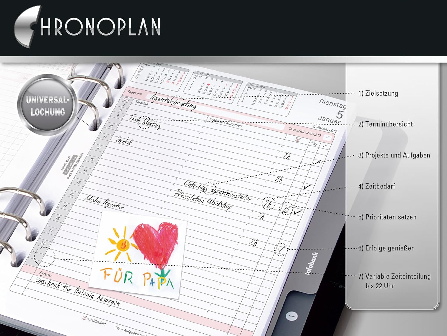 Detalle 2 de Chronoplan 50546 Kalendereinlage 2026 Wochenplan đź“…