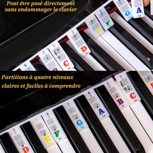 Detalle de Everjoys guide de notes de piano en silicone, amovible, 88/61/54/49/37 touches