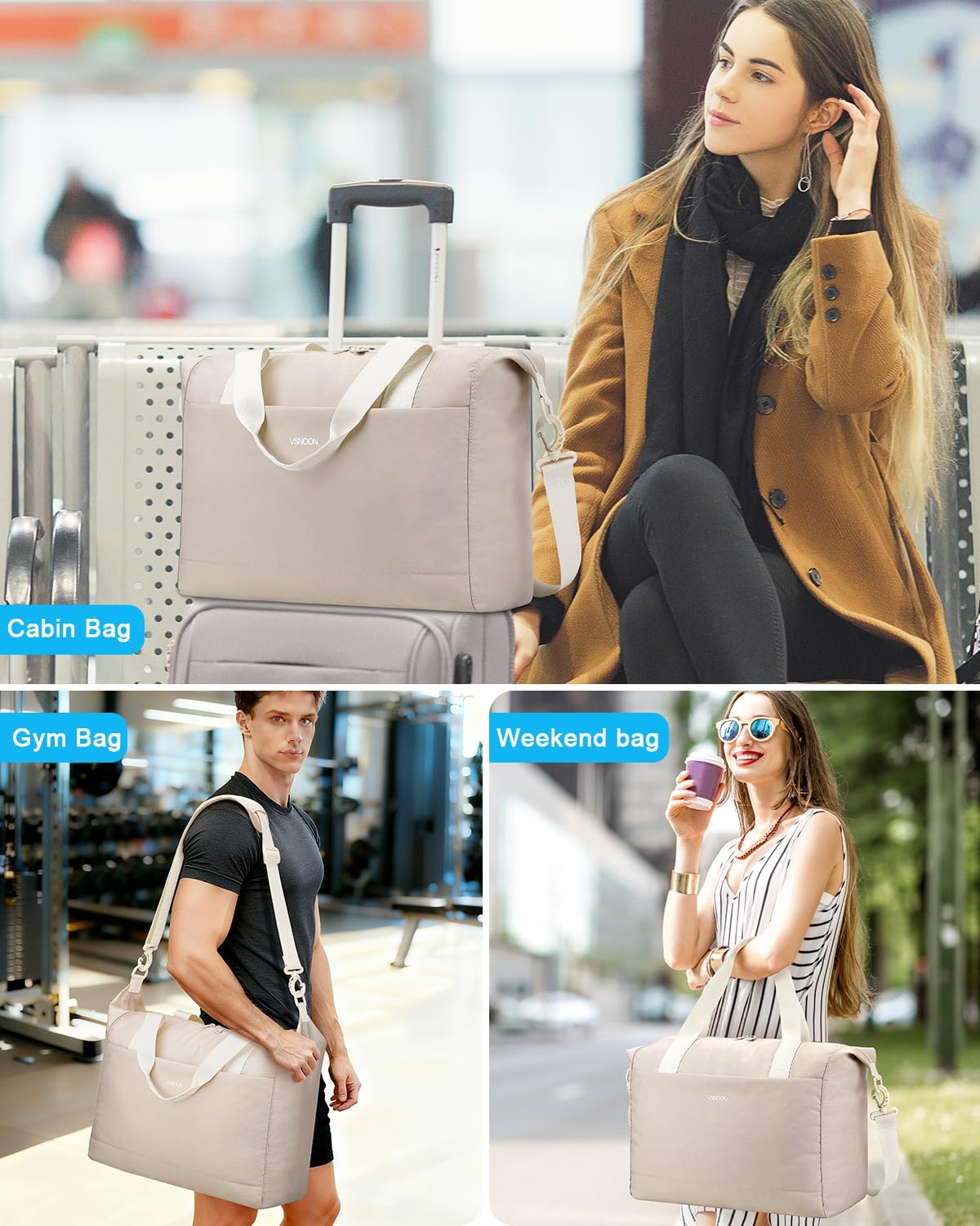 Detalle de VSNOON 24L Foldable Cabin Bag for New Ryanair 40x30x20cm – Khaki