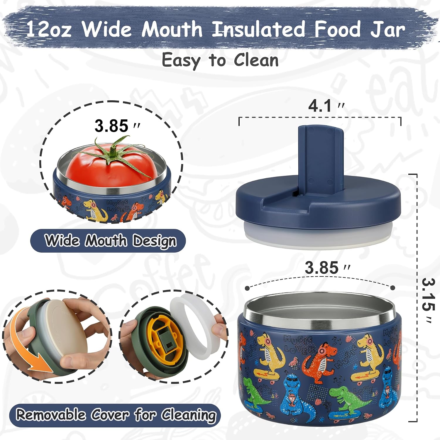 Detalle de Pawtong 12oz Insulated Food Jar for Kids 🍱