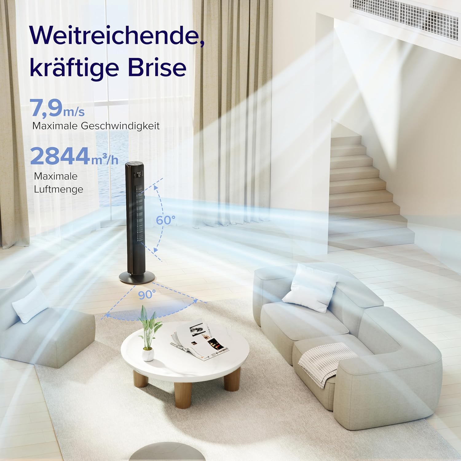 Thumbnail 3 de Levoit Smart APP Turmventilator – leiser Turmventilator für Schlafzimmer, 4 Modi, 12 Stufen, App & Alexa